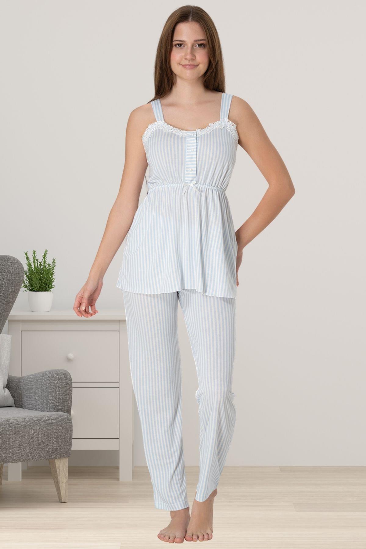 Effortt 4092 Mavi Hamile Lohusa Pijama Takımı