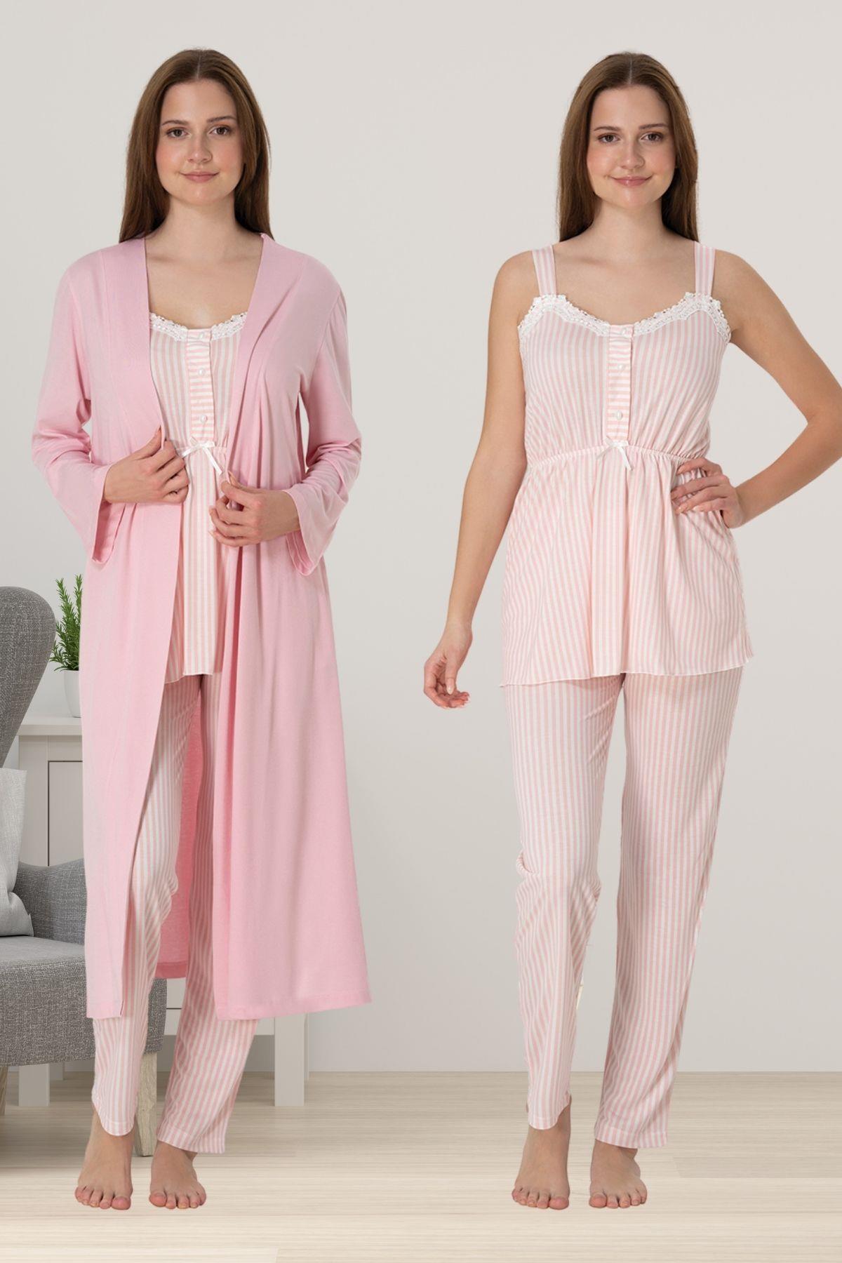 Effortt 4094 Pembe Sabahlıklı Hamile Lohusa Pijama Takımı