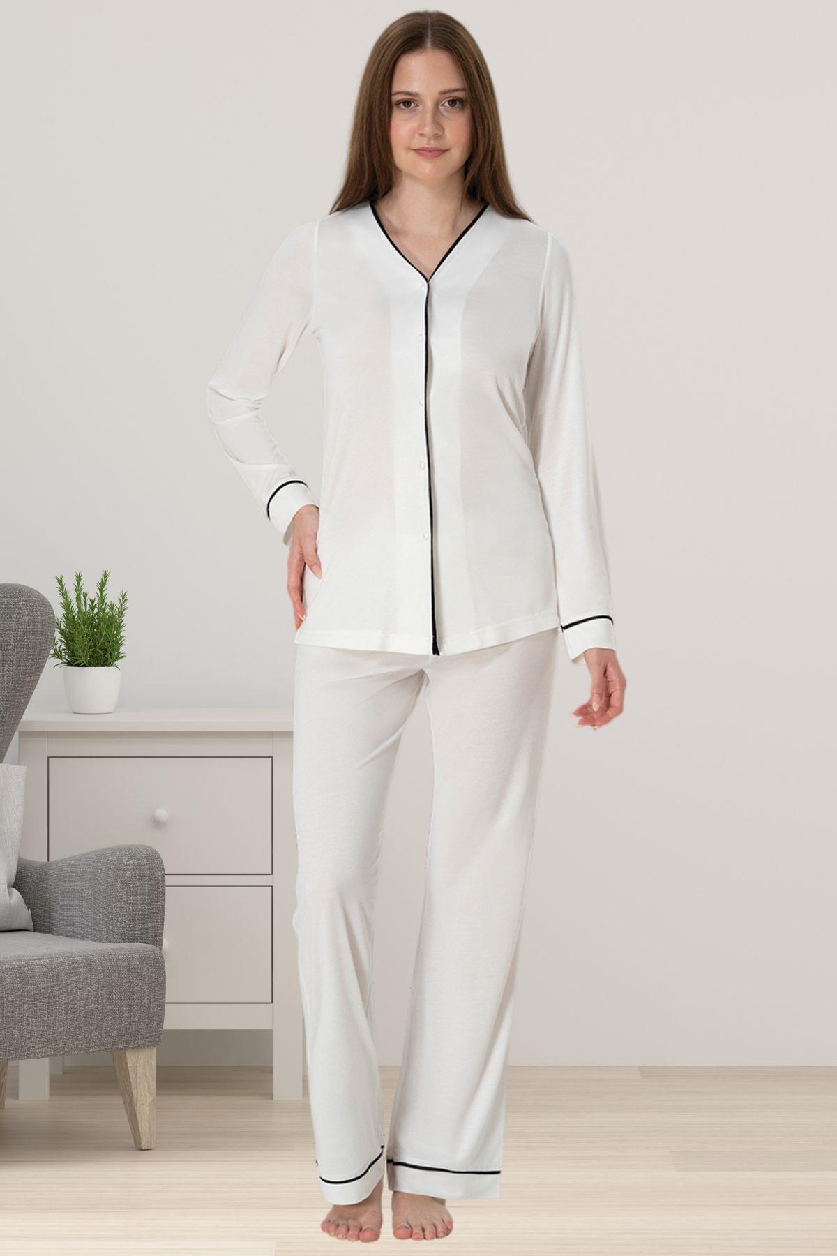 Effortt 5072 Ekru Hamile Lohusa Pijama Takımı