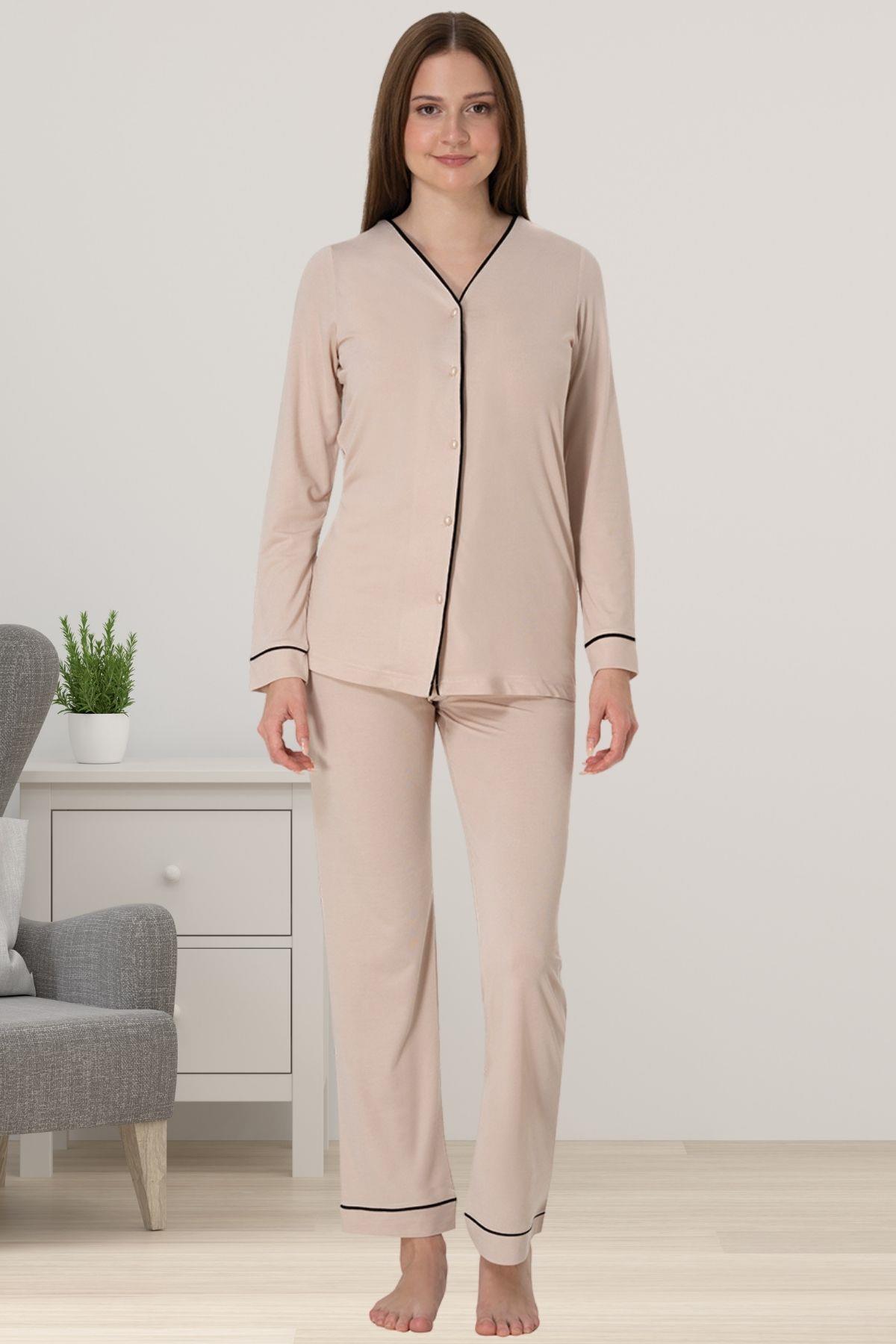 Effortt 5072 Kahverengi Hamile Lohusa Pijama Takımı