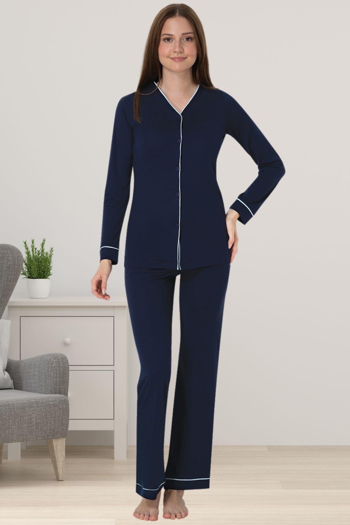 Effortt 5072 Lacivert Hamile Lohusa Pijama Takımı