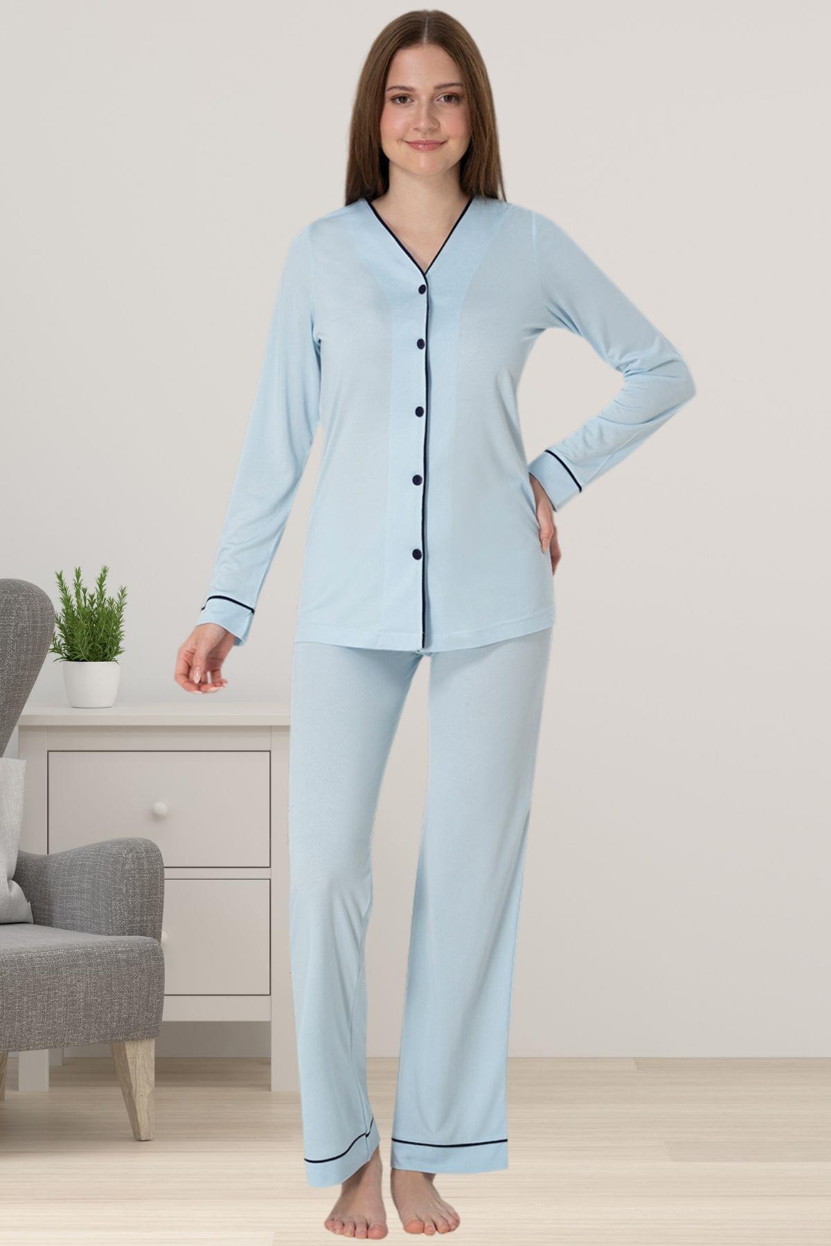 Effortt 5072 Mavi Hamile Lohusa Pijama Takımı