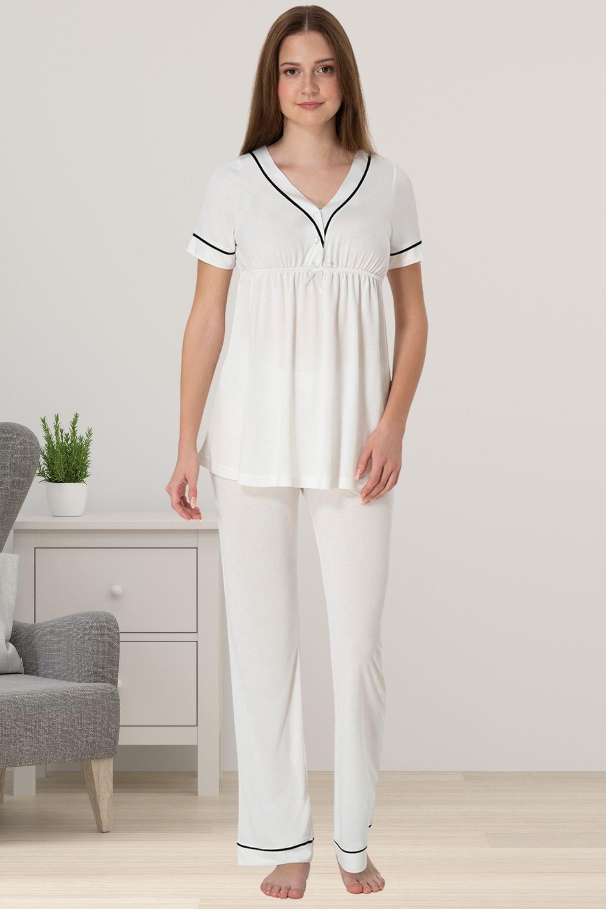 Effortt 5092 Ekru Hamile Lohusa Pijama Takımı