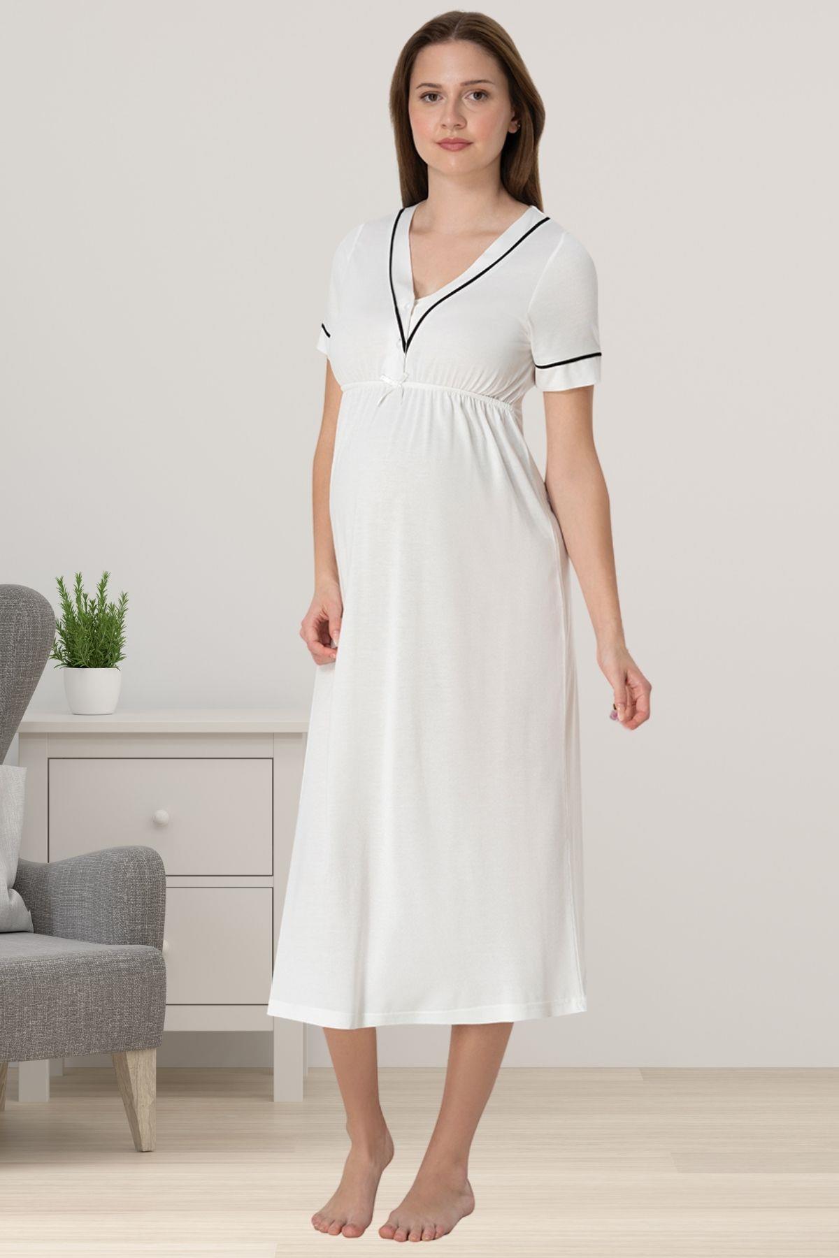 Effortt 5093 Ekru Hamile Lohusa Gecelik