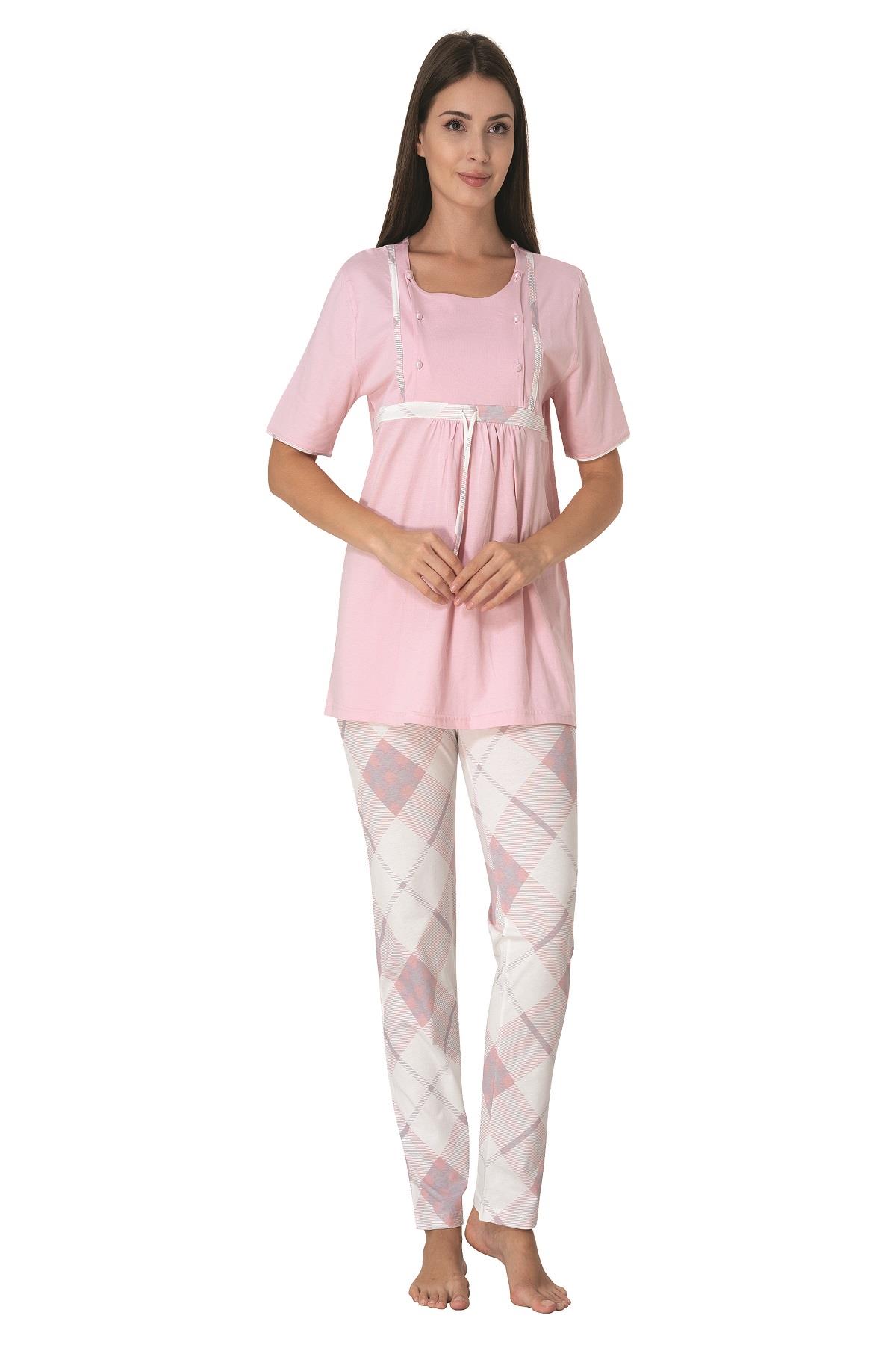Effortt 6022 Pudra Hamile Lohusa Pijama Takımı