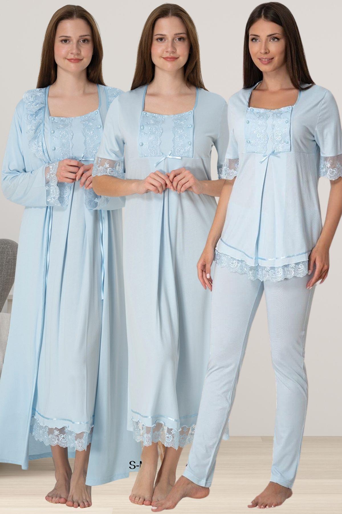 Effortt 6036 Mavi Hamile Lohusa Set