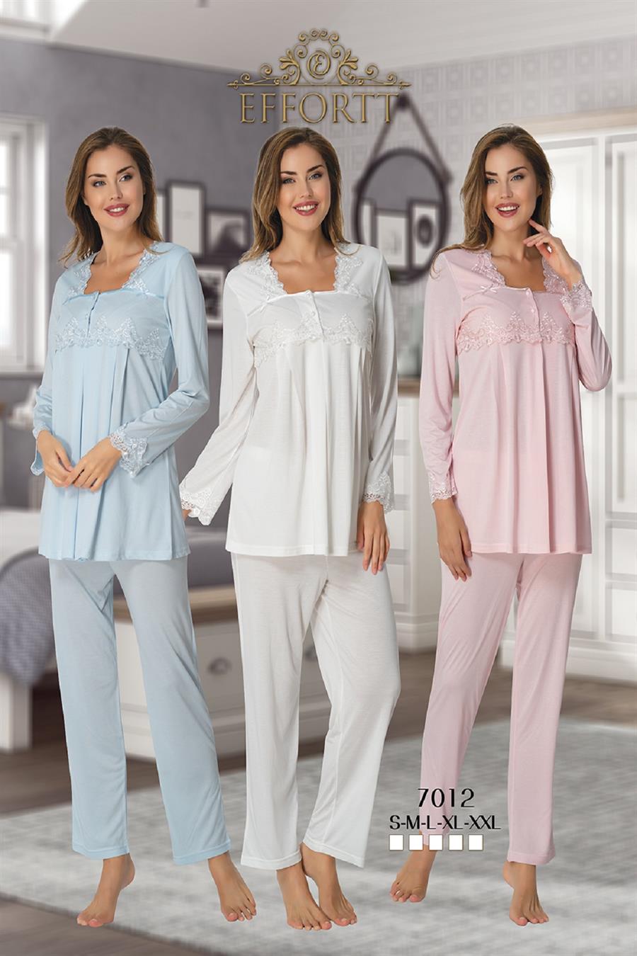 Effortt 7012 Dantelli Hamile Lohusa Pijama Takımı