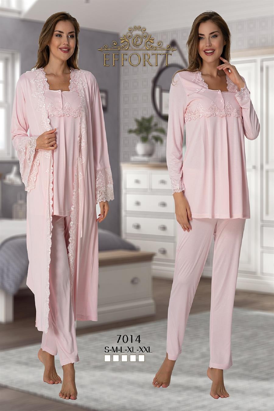 Effortt 7014 Pembe Sabahlıklı Lohusa Pijama Takımı