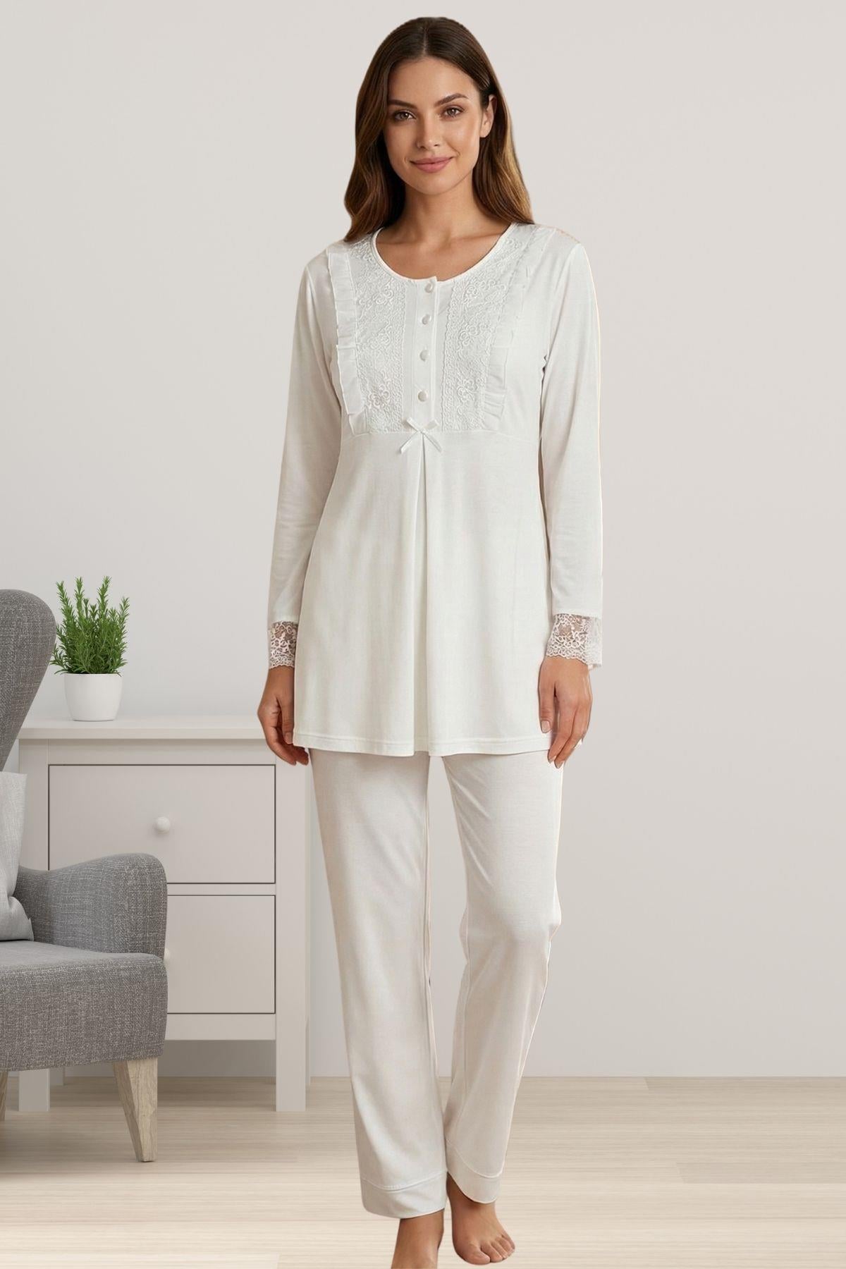 Effortt 7069 Ekru Hamile Lohusa Pijama Takımı