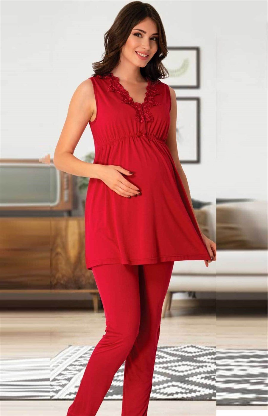 Effortt 8032 Vişne Lohusa Pijama Takımı