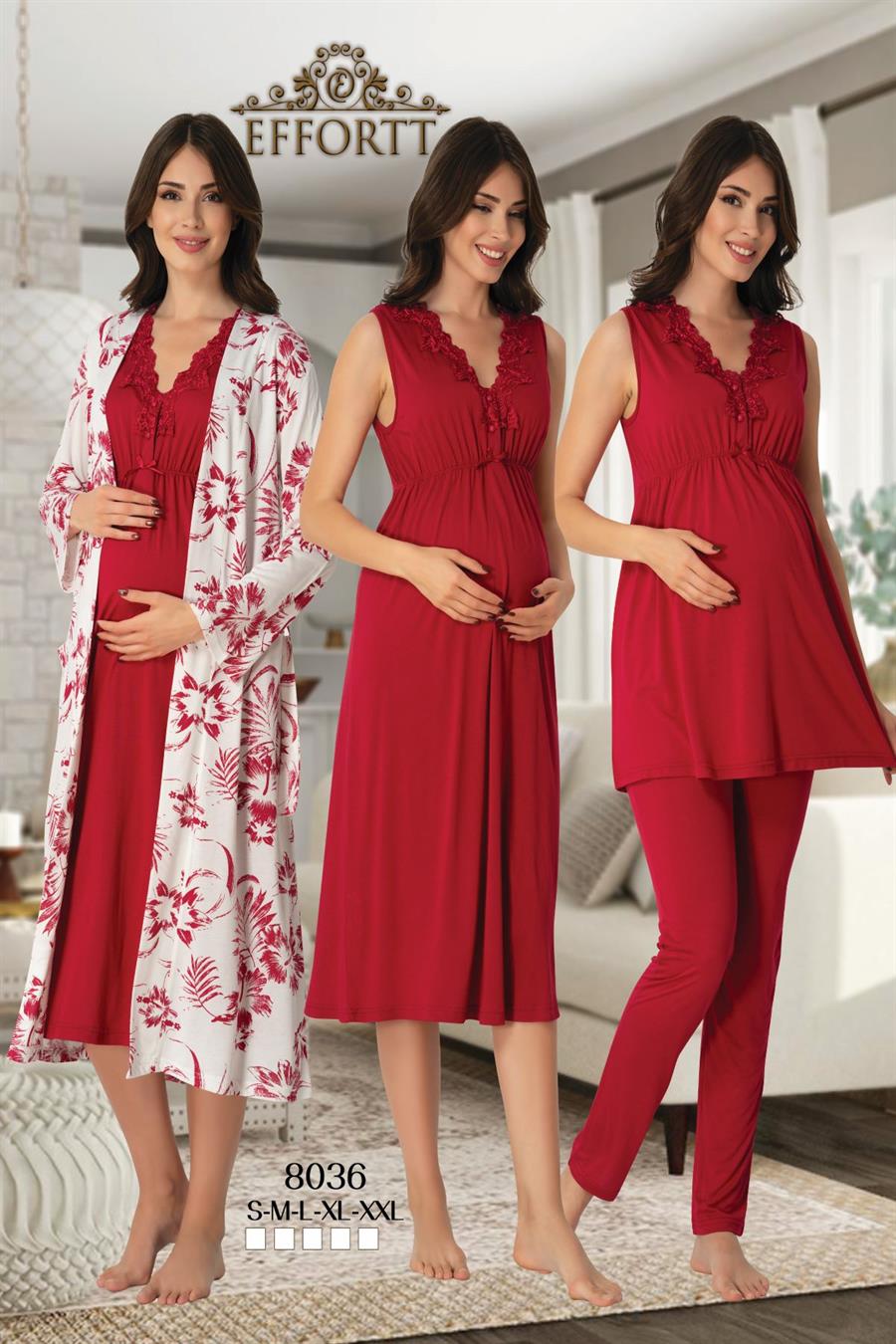 Effortt 8036 Vişne Hamile Lohusa Set