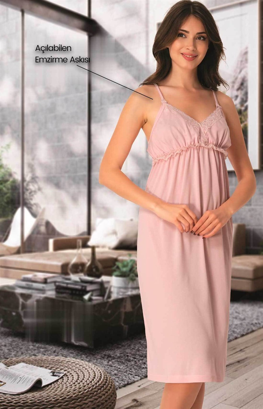 Effortt 8063 Pudra Askılı Lohusa Gecelik