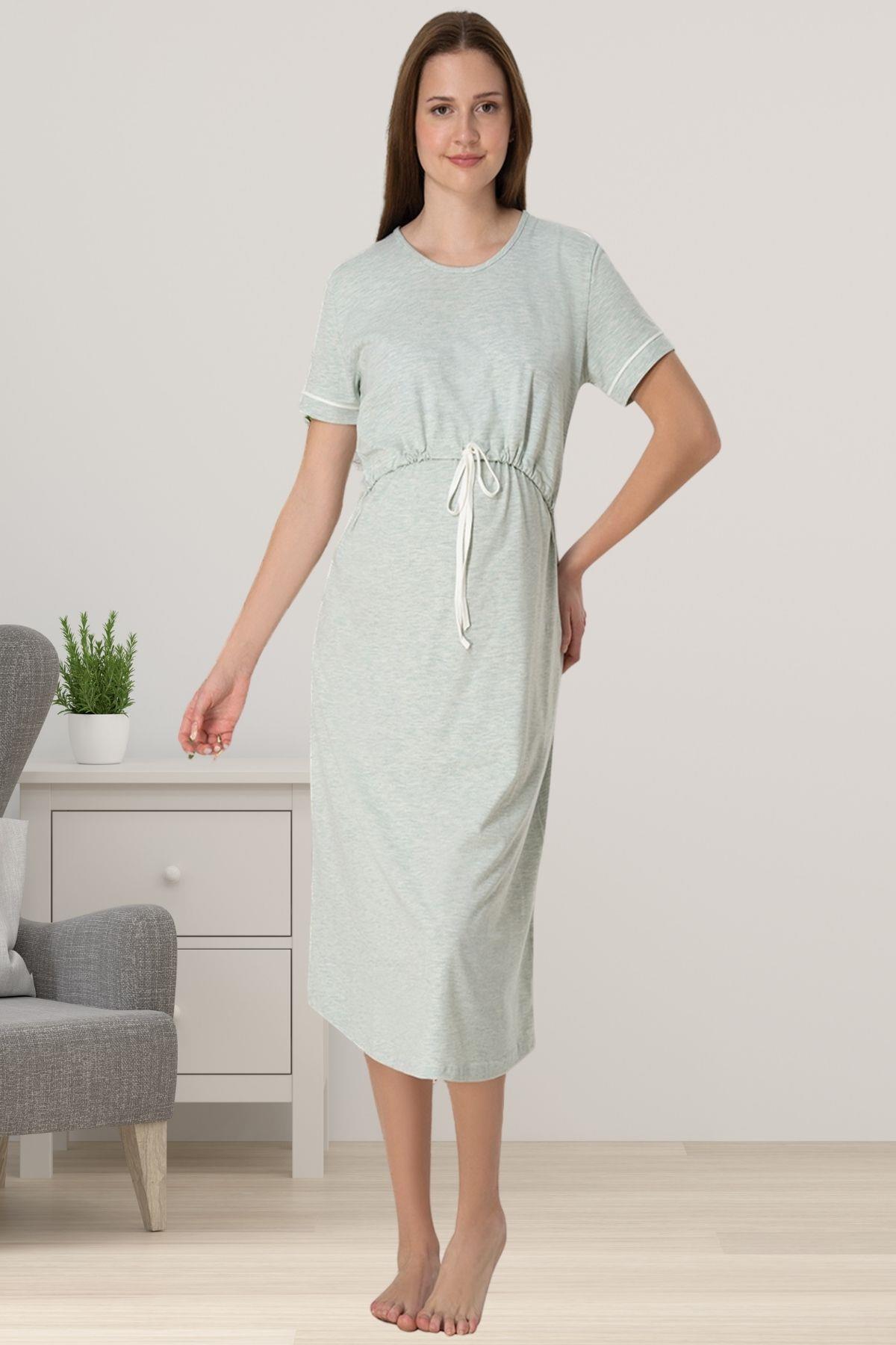 Effortt 8070 Yeşil Emzirme Özellikli Hamile Elbise