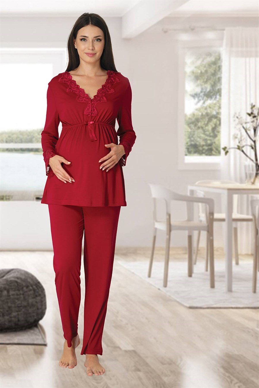 Effortt 8092 Vişne Lohusa Pijama Takımı