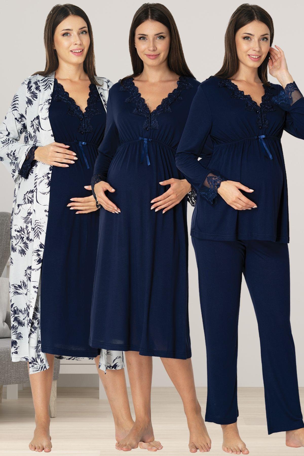 Effortt 8096 Lacivert Hamile Lohusa Set