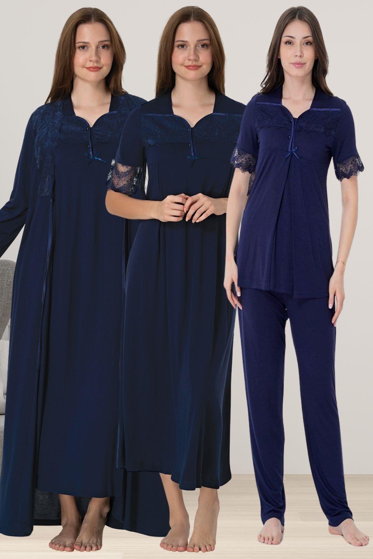 Effortt 9016 Lacivert Hamile Lohusa Set