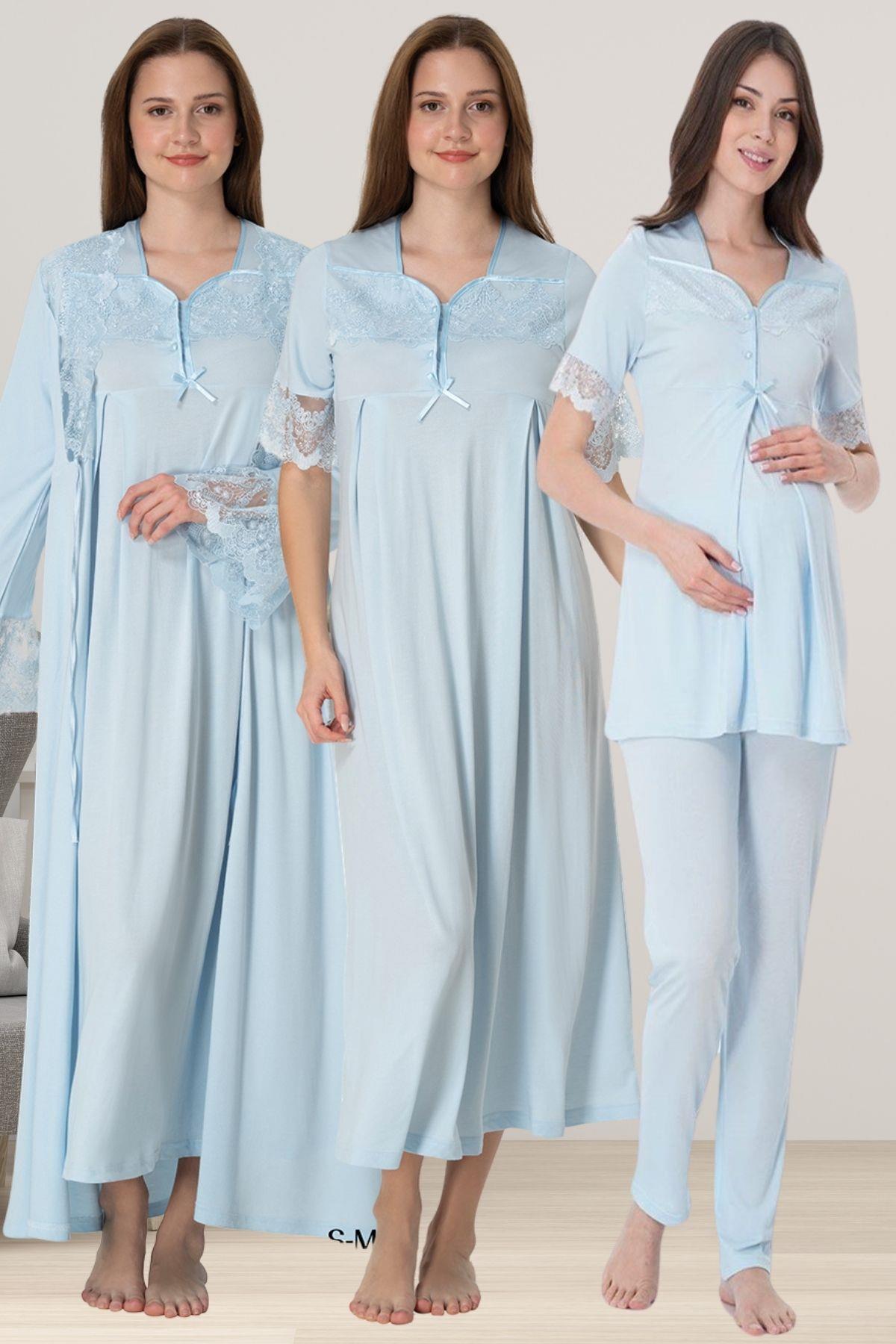 Effortt 9016 Mavi Hamile Lohusa Set