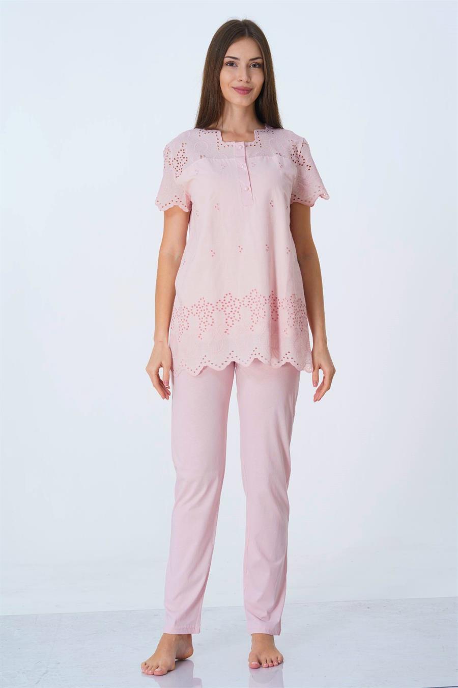 Effortt 9022 Pudra Fistolu Hamile Lohusa Pijama Takımı