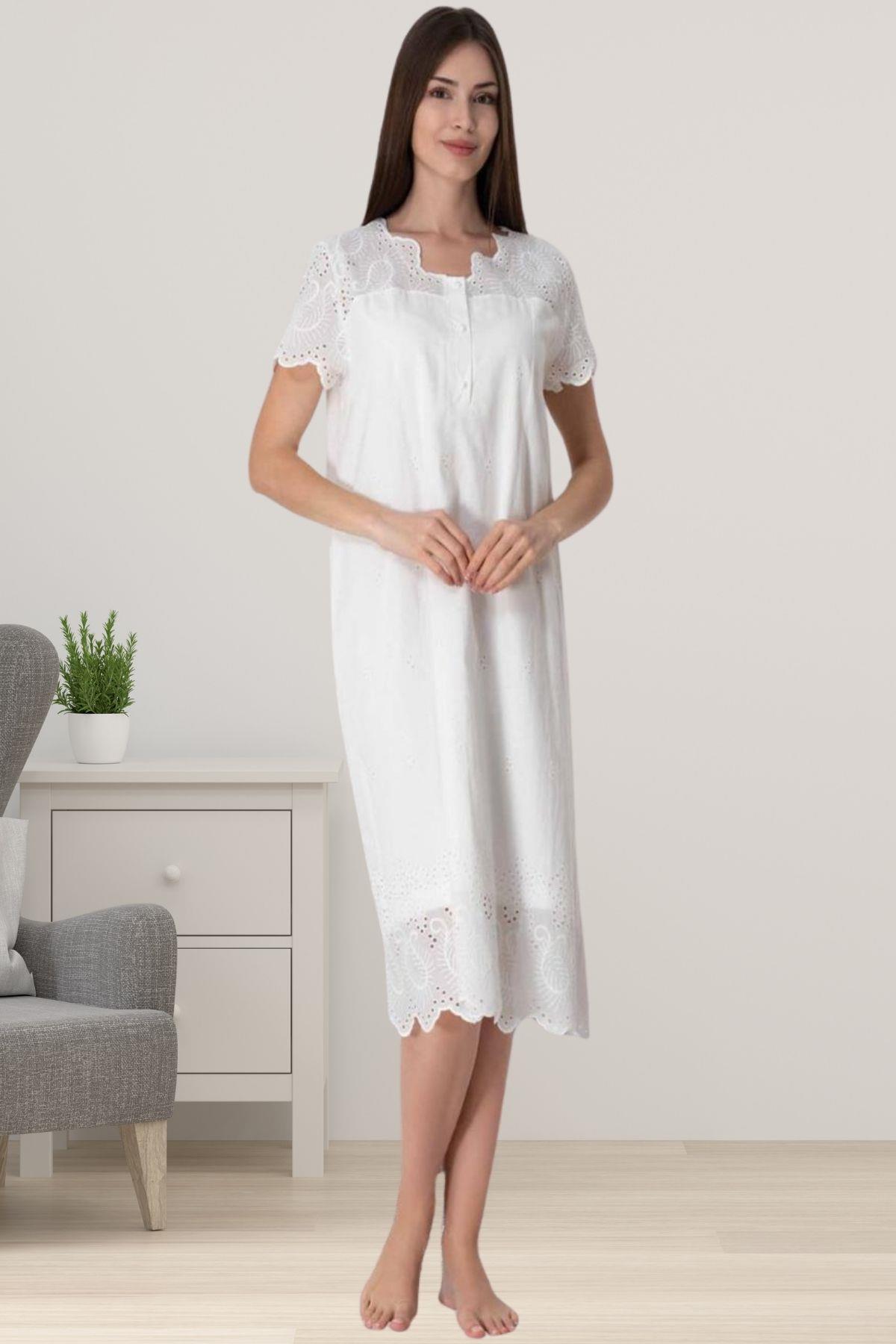 Effortt 9023 Ekru Fistolu Hamile Lohusa Gecelik