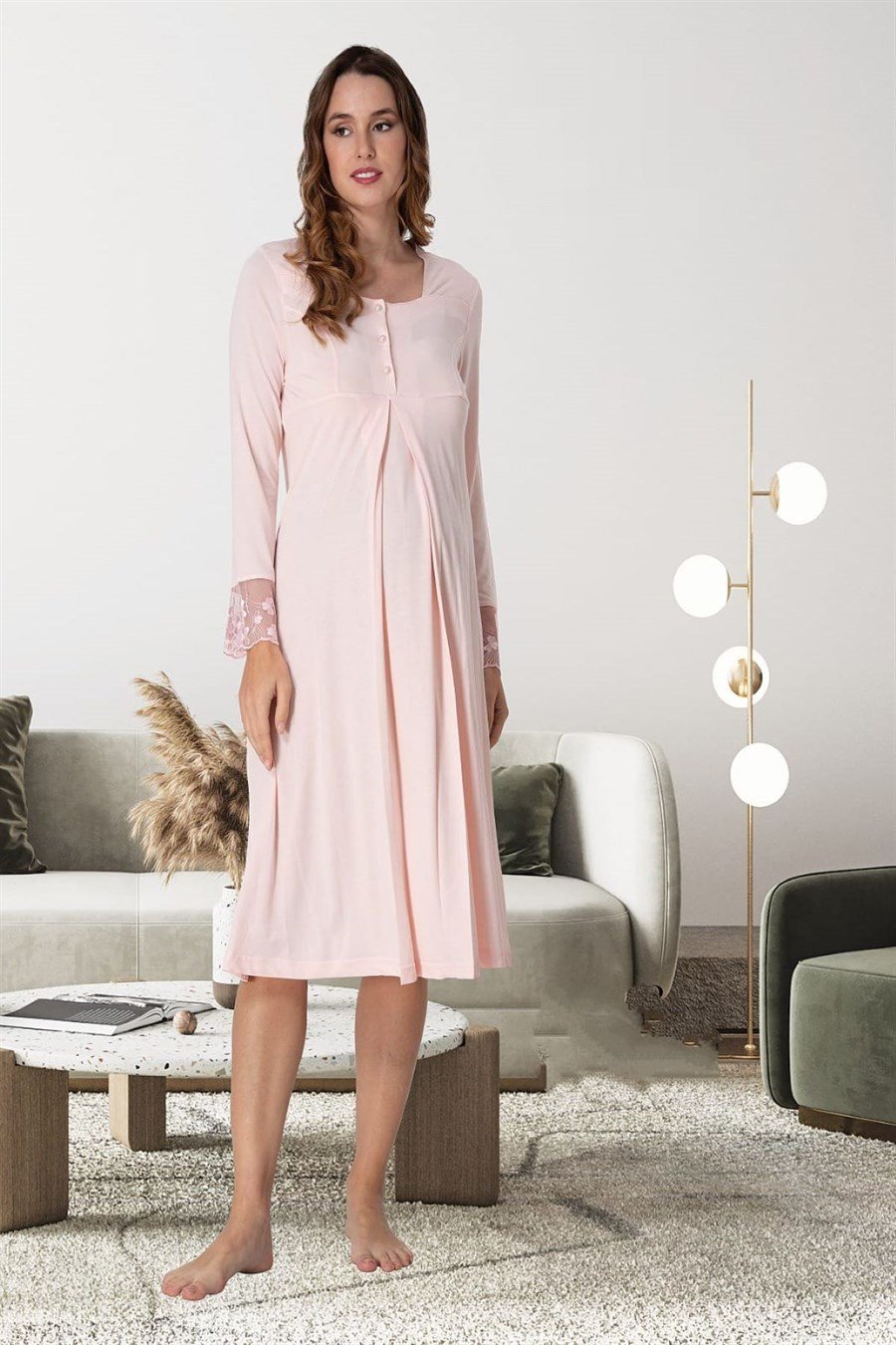 Effortt 9043 Pembe Hamile Lohusa Gecelik