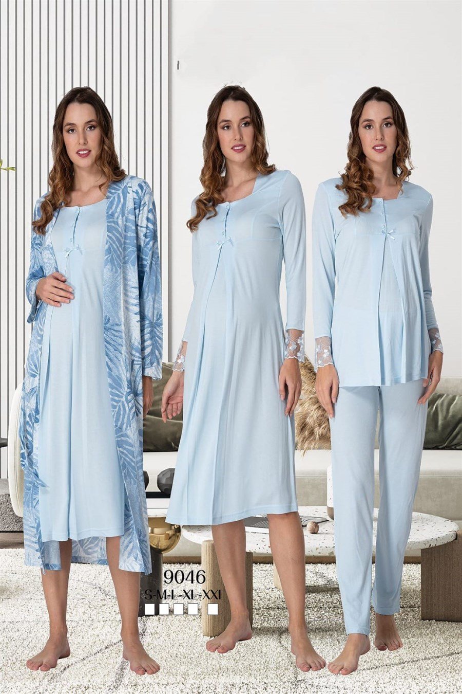 Effortt 9046 Mavi Hamile Lohusa Set