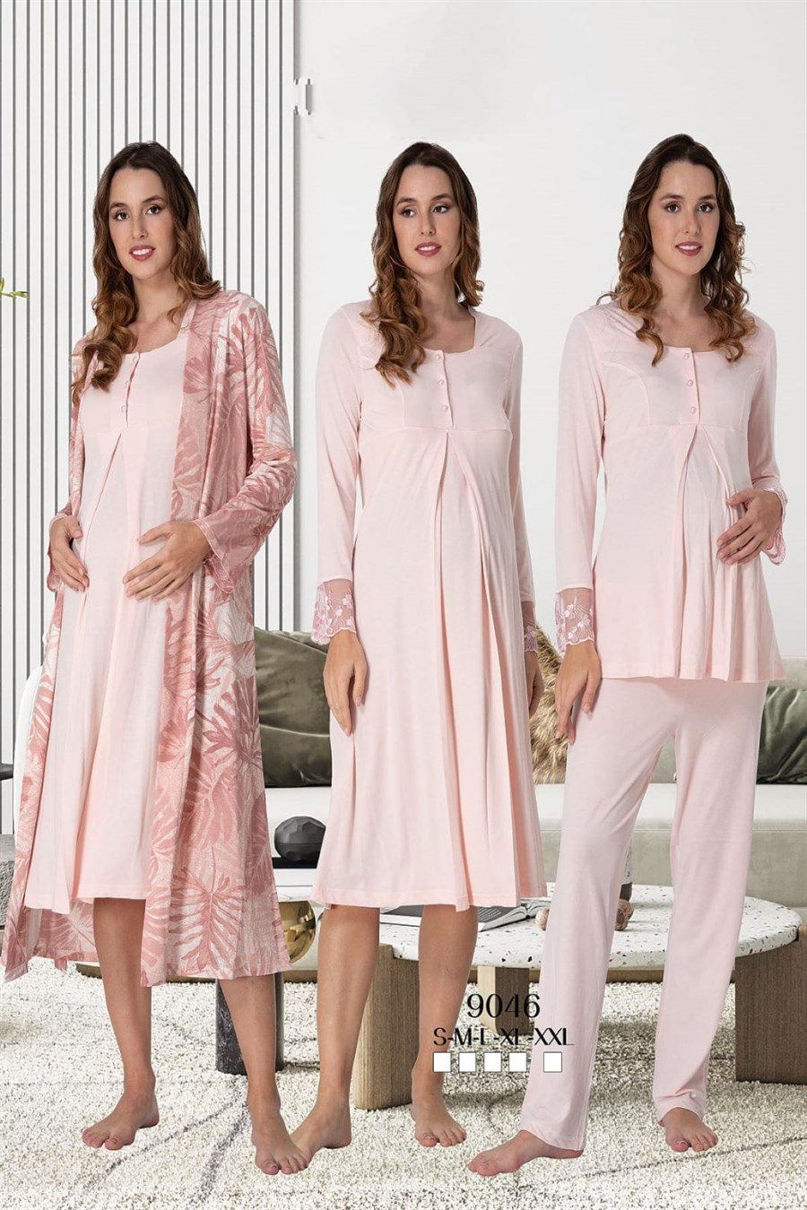 Effortt 9046 Pembe Hamile Lohusa Set