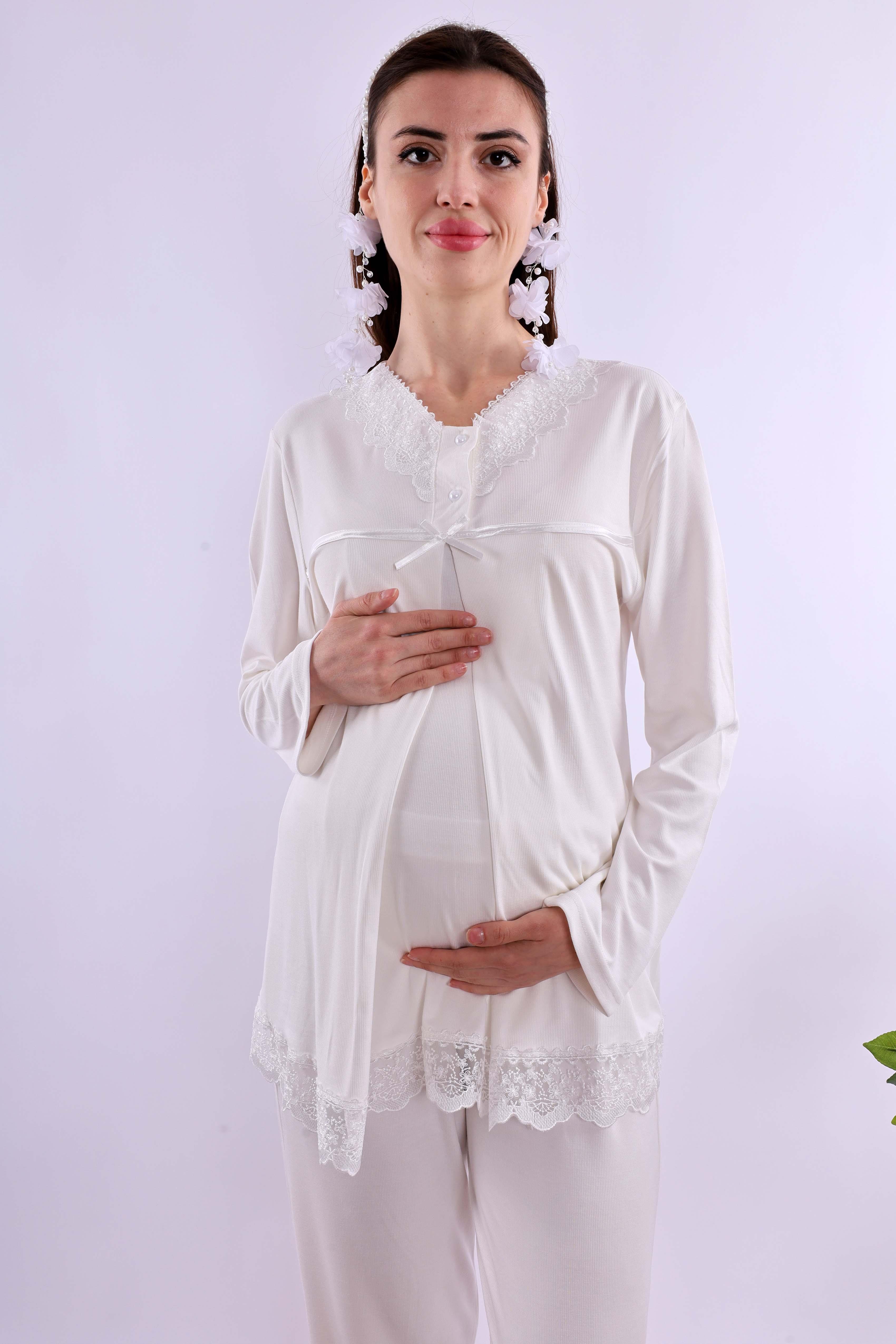 Effortt Ekru Hamile Lohusa Pijama Takımı BYL240322
