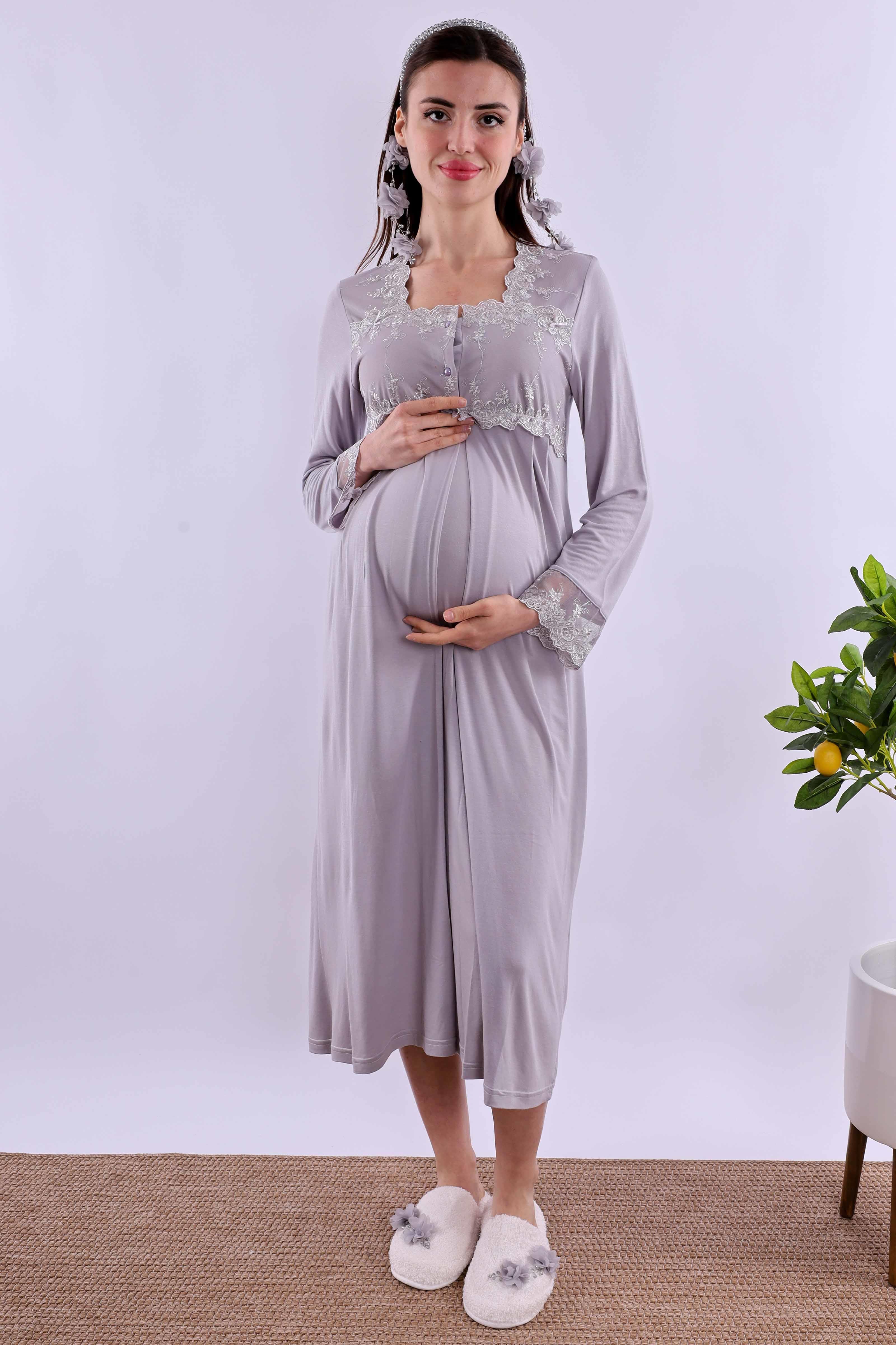 Effortt Gri Hamile Lohusa Gecelik BYL224042