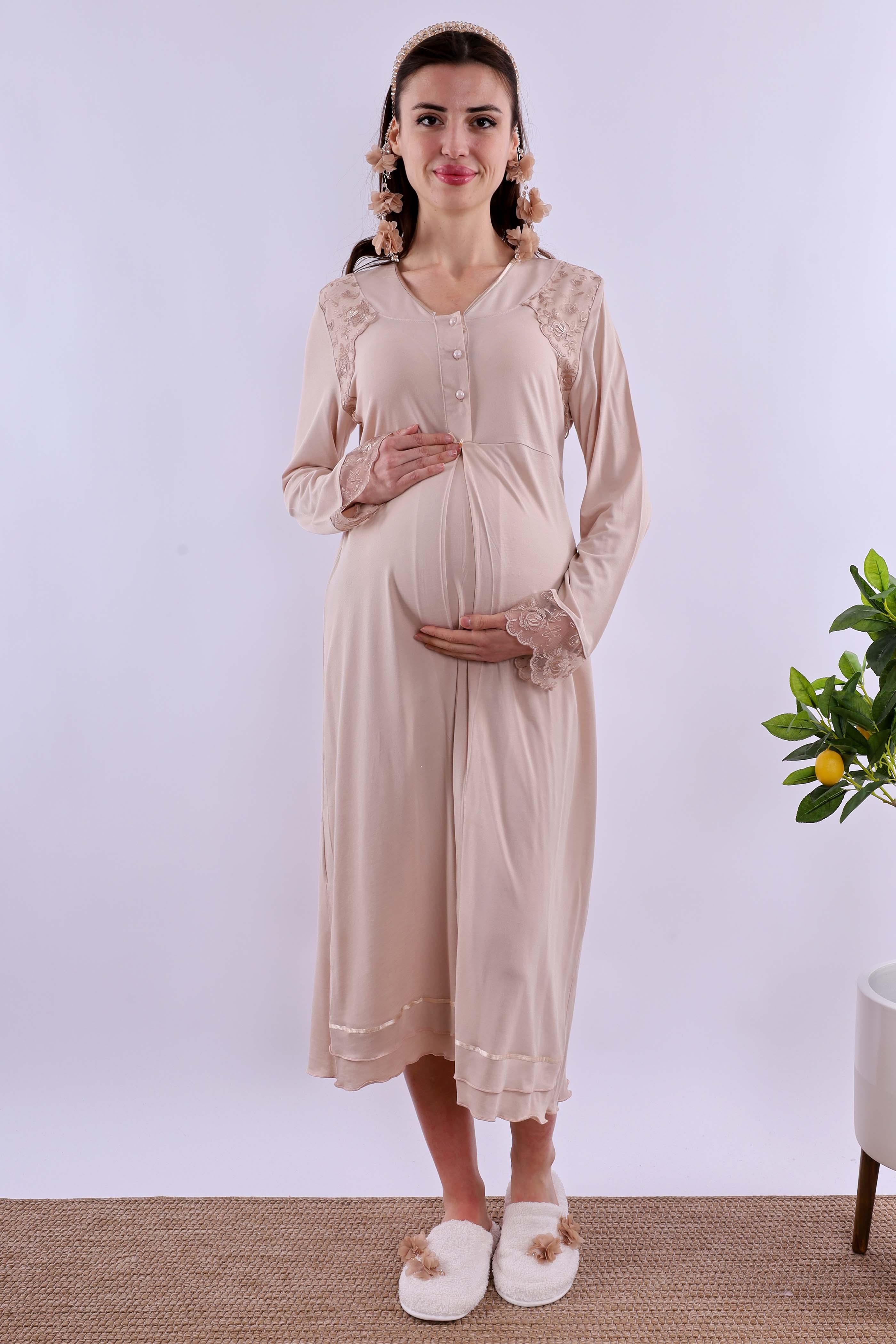 Effortt Kahverengi Hamile Lohusa Gecelik BYL224232