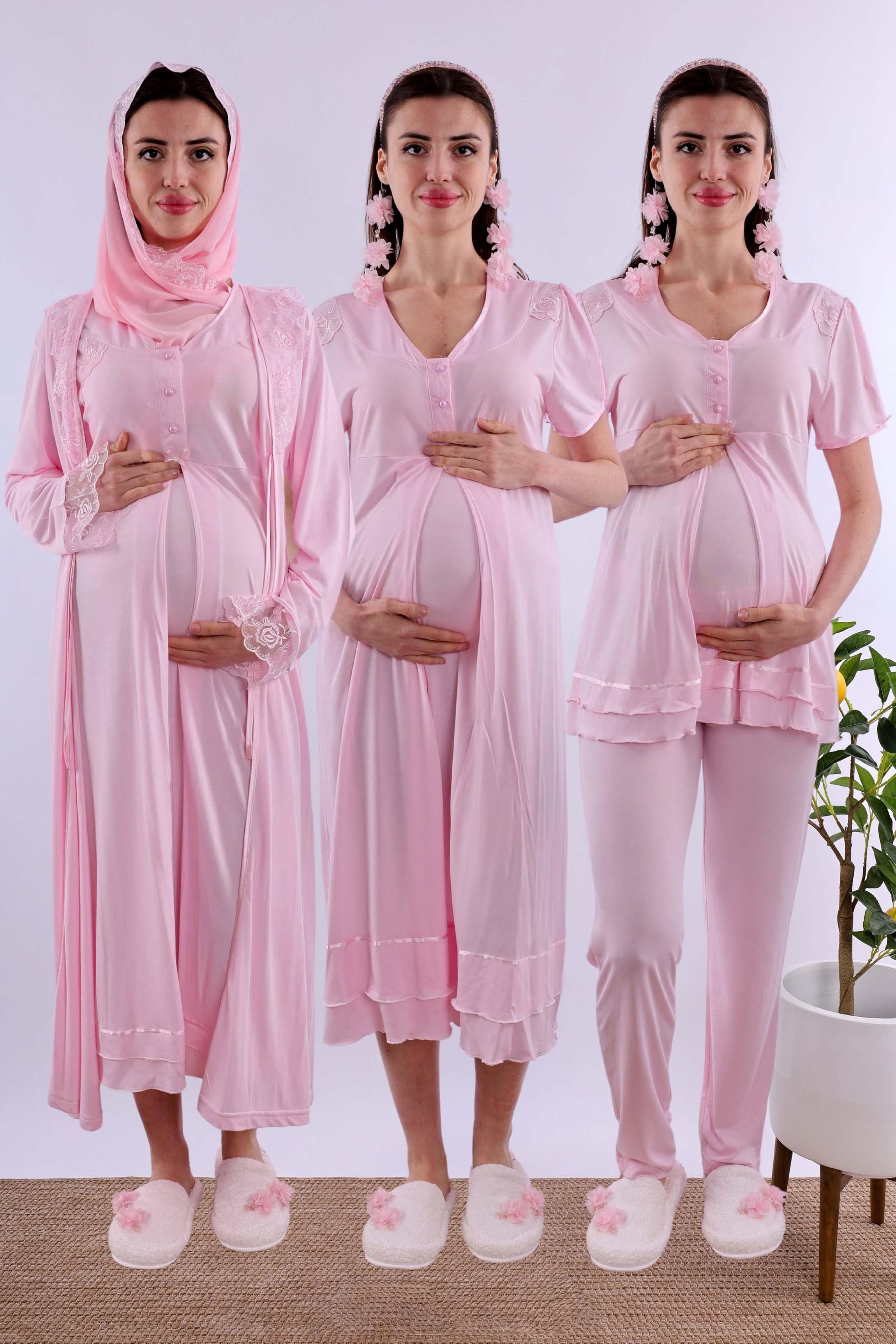 Effortt Pembe Tesettürlü Hamile Lohusa Set BYL2T80262