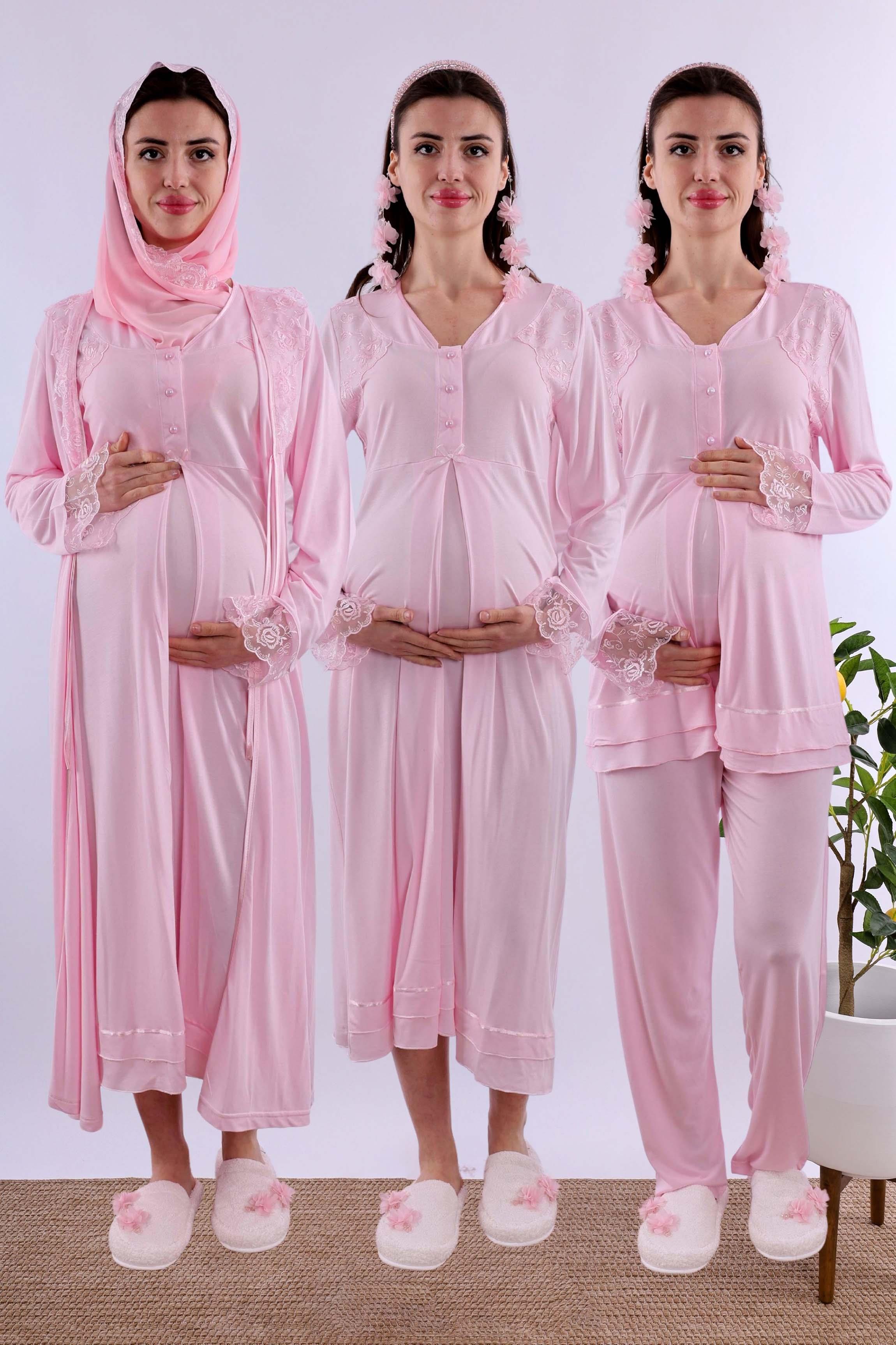Effortt Pembe Tesettürlü Hamile Lohusa Set BYL2T24262