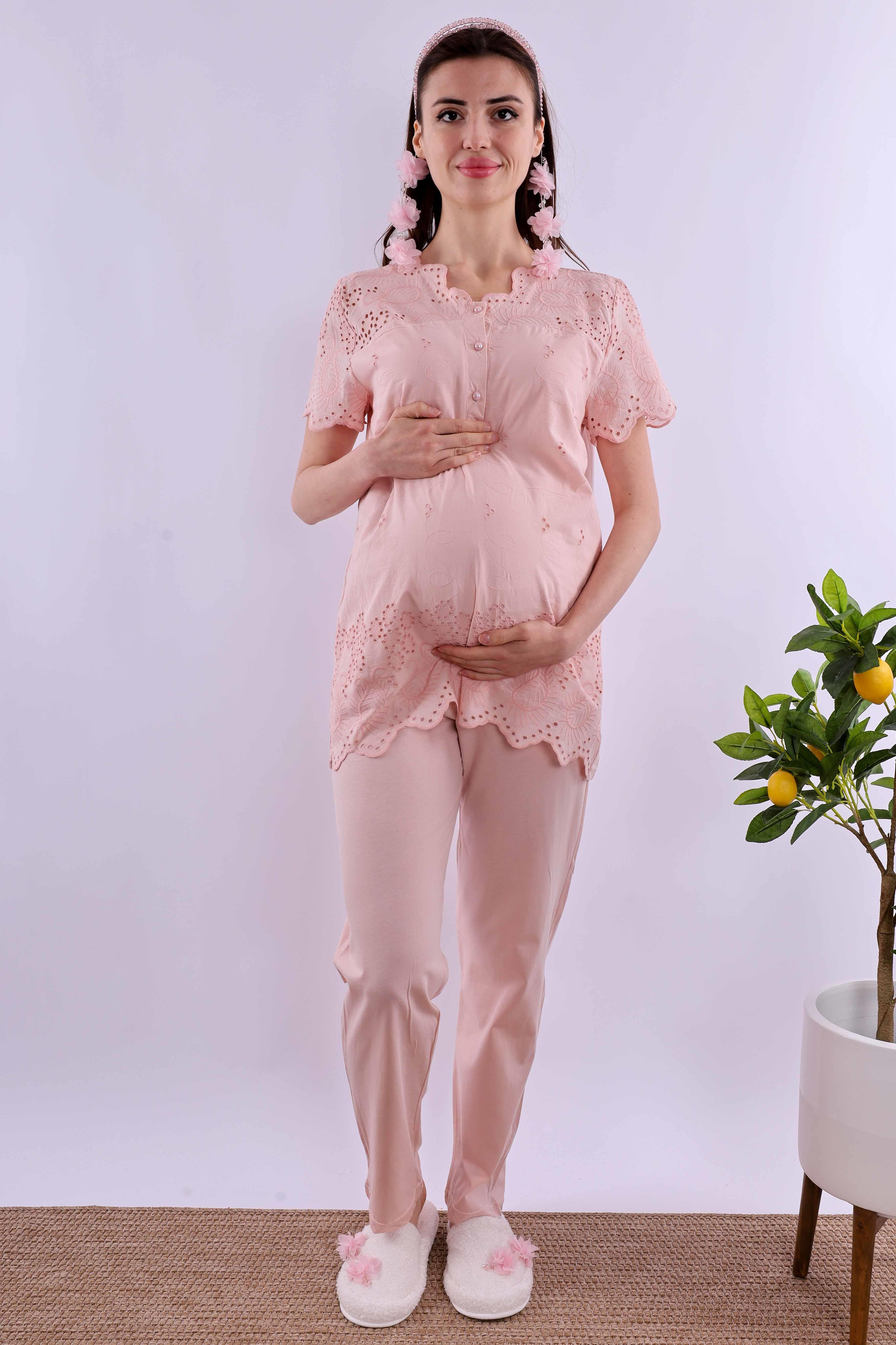 Effortt Pudra Fistolu Hamile Lohusa Pijama Takımı BYL290222