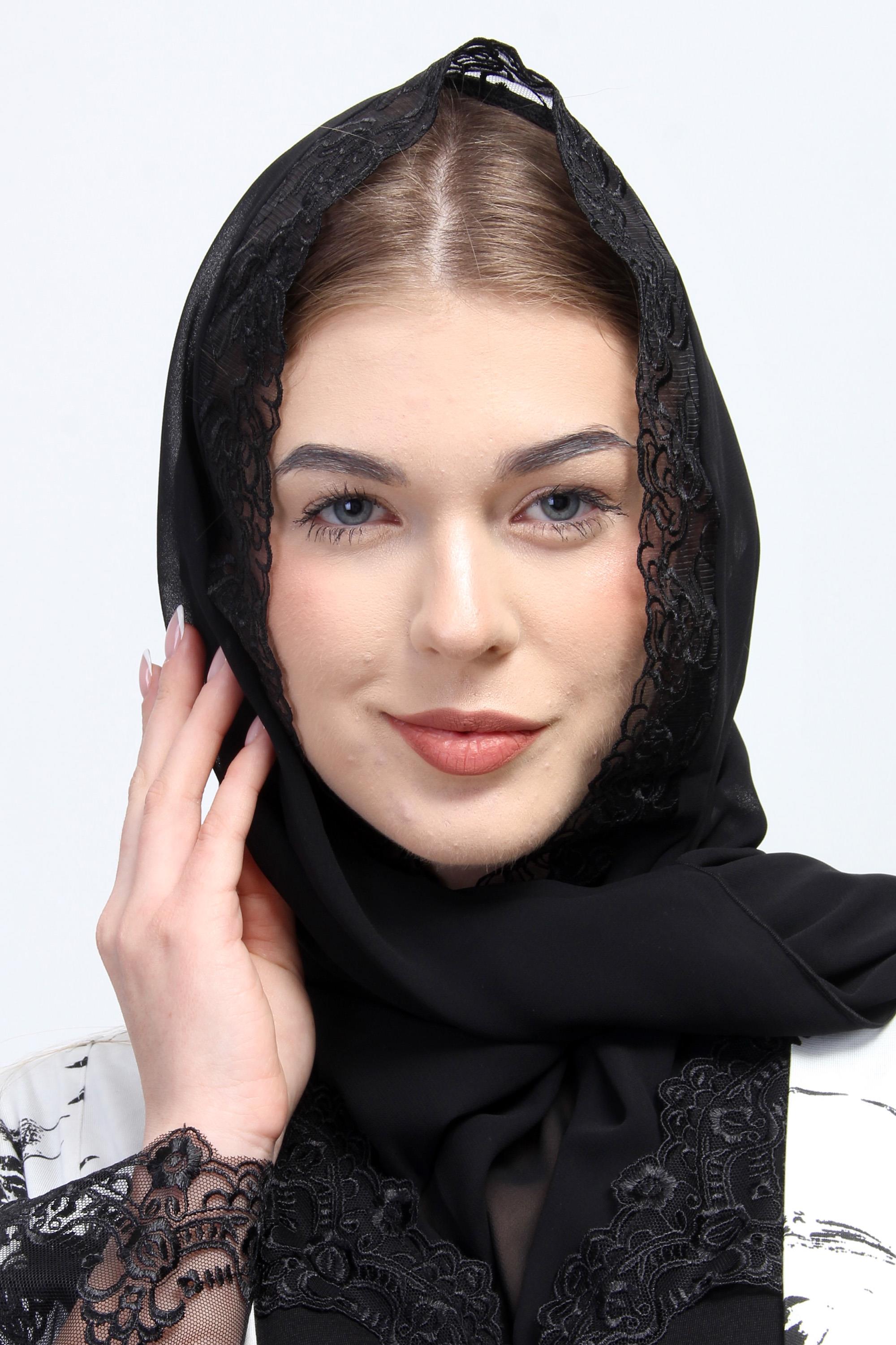 Effortt Siyah Hamile Lohusa Mevlüt Şifon Şal