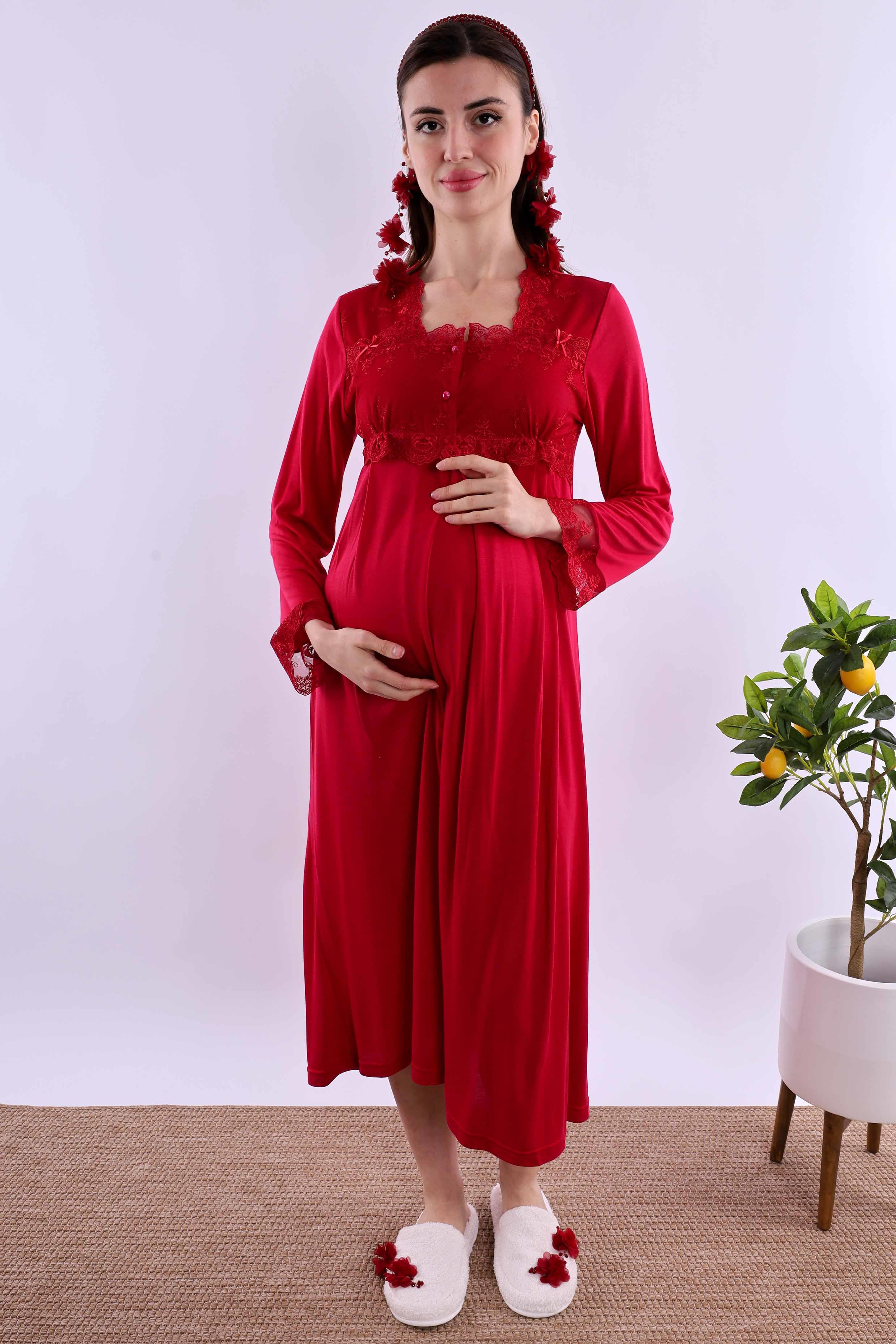 Effortt Vişne Hamile Lohusa Gecelik BYL224042