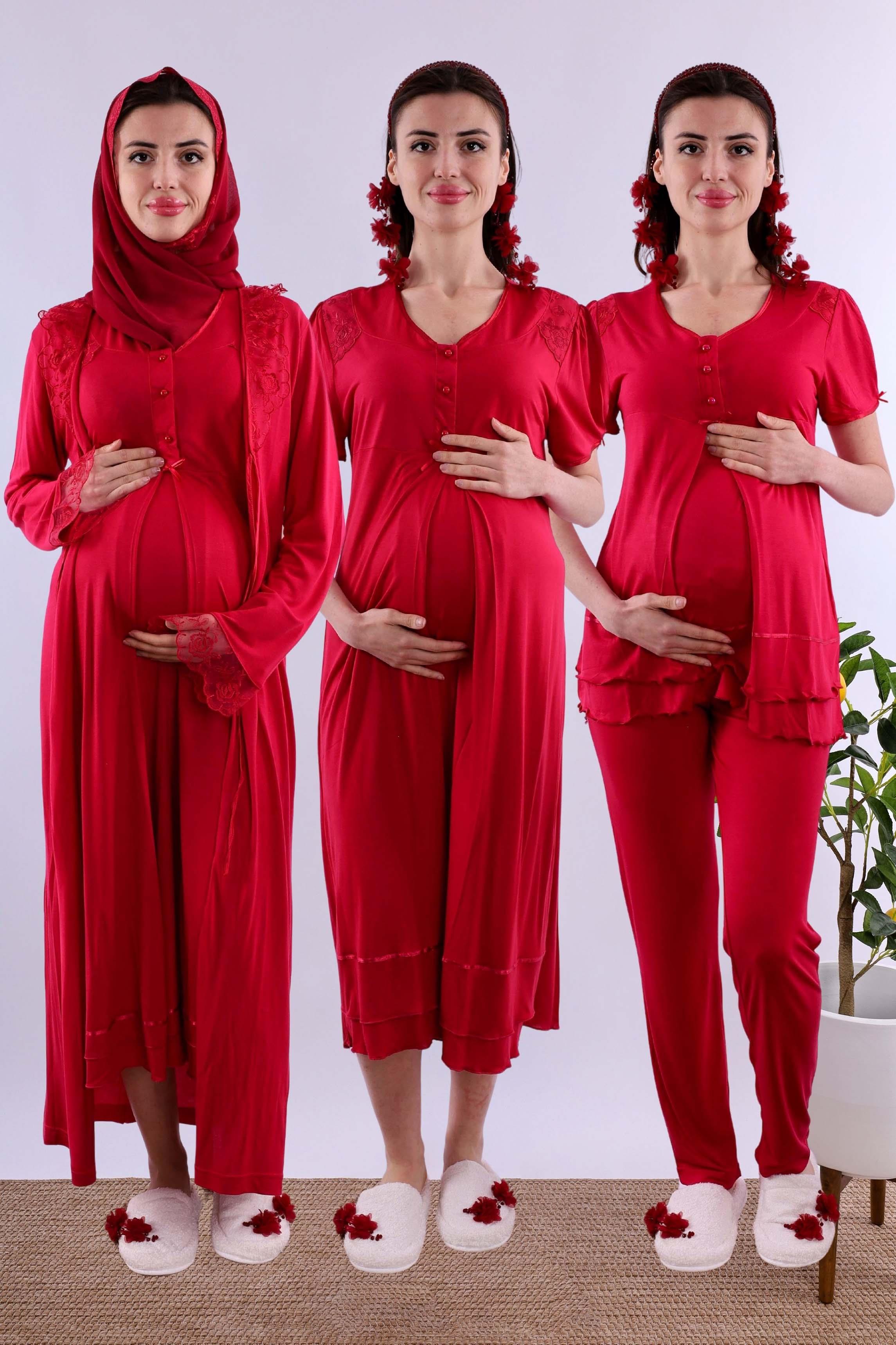 Effortt Vişne Tesettürlü Hamile Lohusa Set BYL2T80262