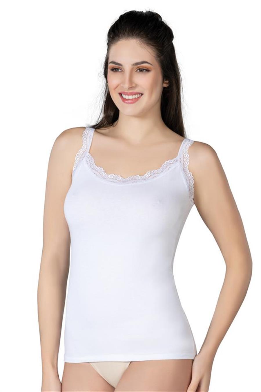 Emay 1411 Beyaz Modal Cotton Dantelli Atlet