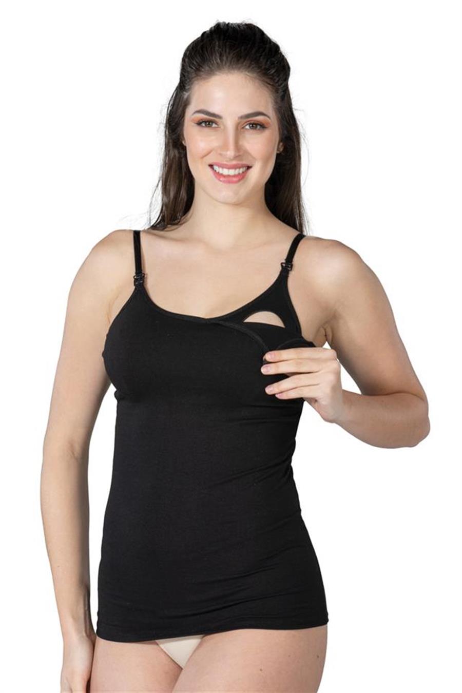 Emay 1414 Siyah Modal Cotton Emzirme Atlet