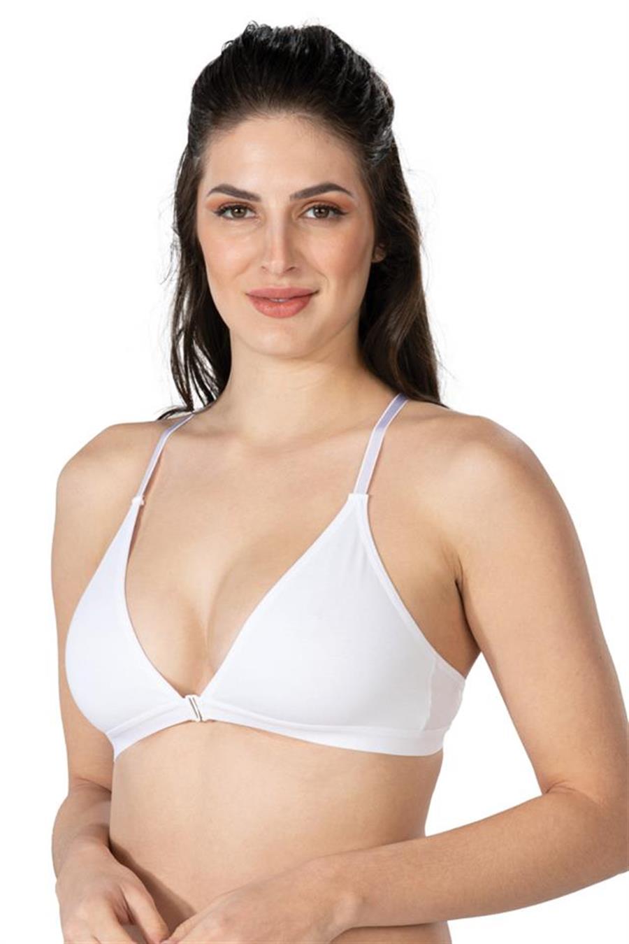 Emay 1416 Beyaz Modal Cotton Önden Açmalı Sporcu Sütyen