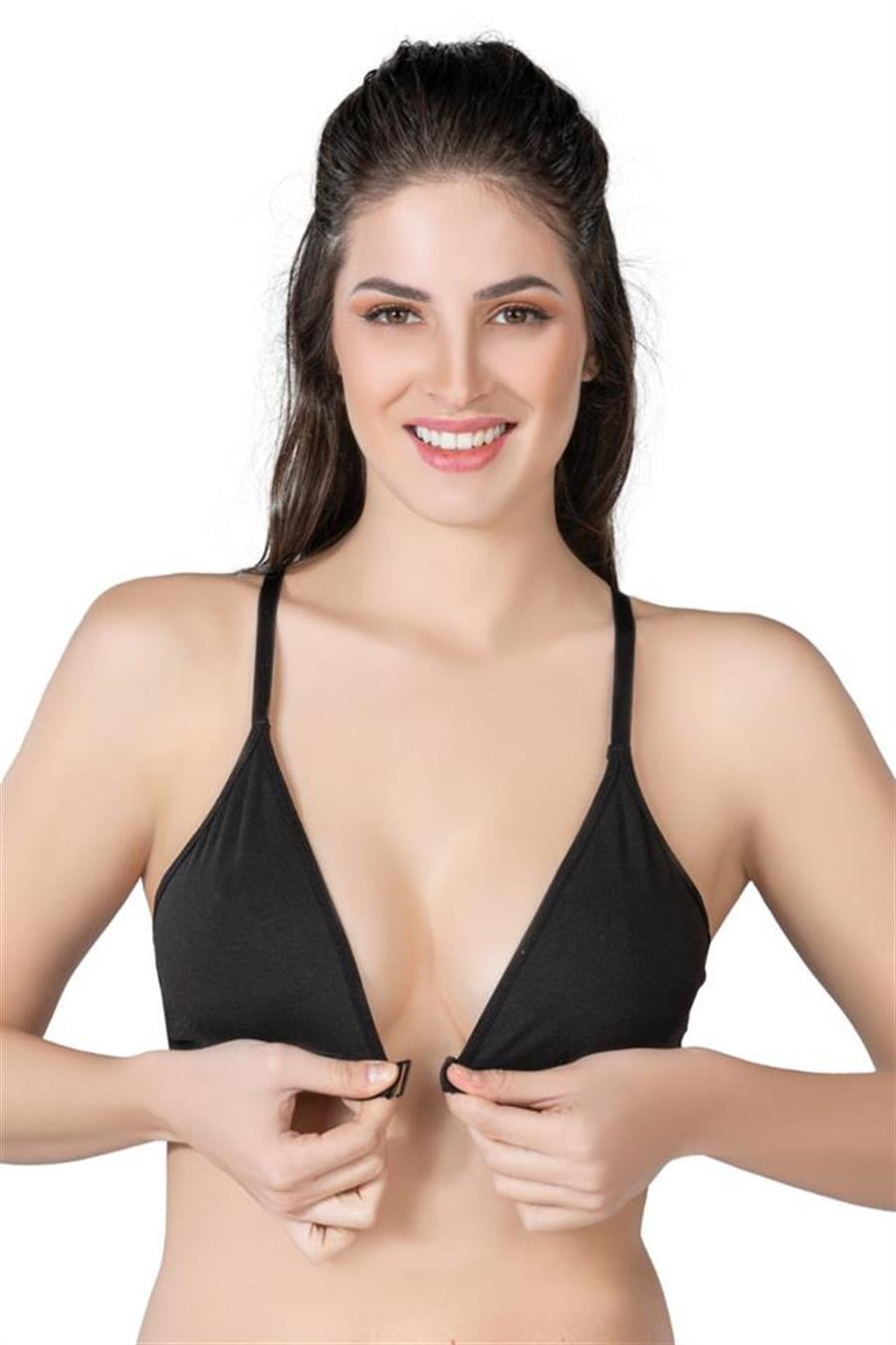 Emay 1416 Siyah Modal Cotton Önden Açmalı Sporcu Sütyen