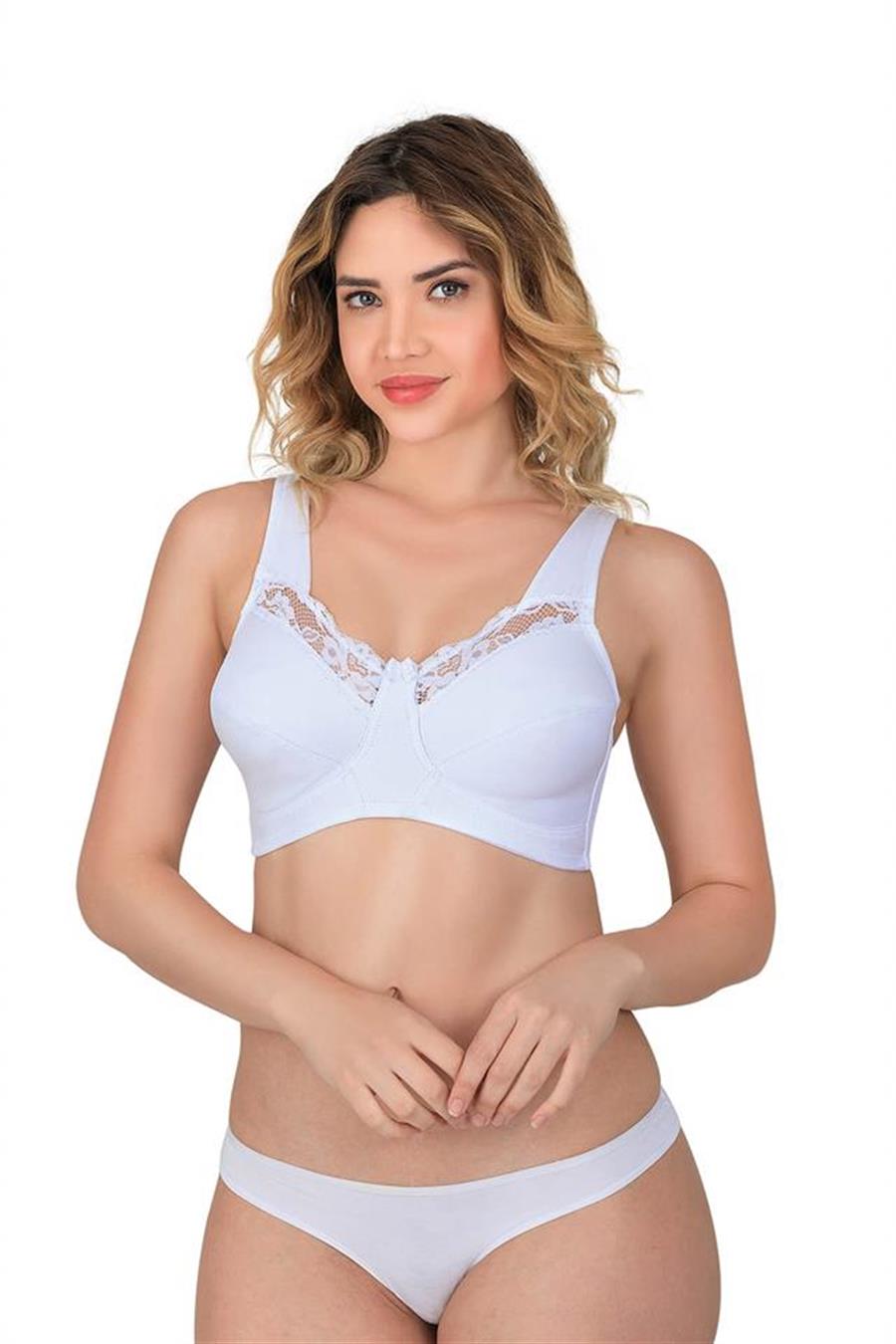 Emay 181 Beyaz Dantelli Toparlayıcı Cotton Sütyen