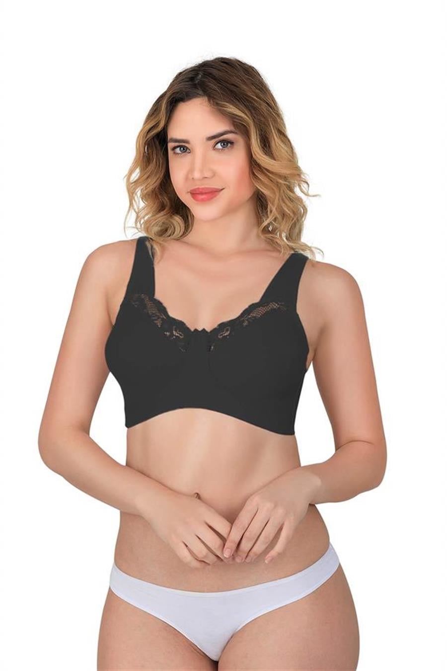 Emay 181 Siyah Dantelli Toparlayıcı Cotton Sütyen