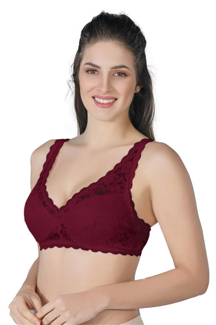 Emay 188 Bordo Pedli Dantelli Balenli Toparlayıcı Sütyen