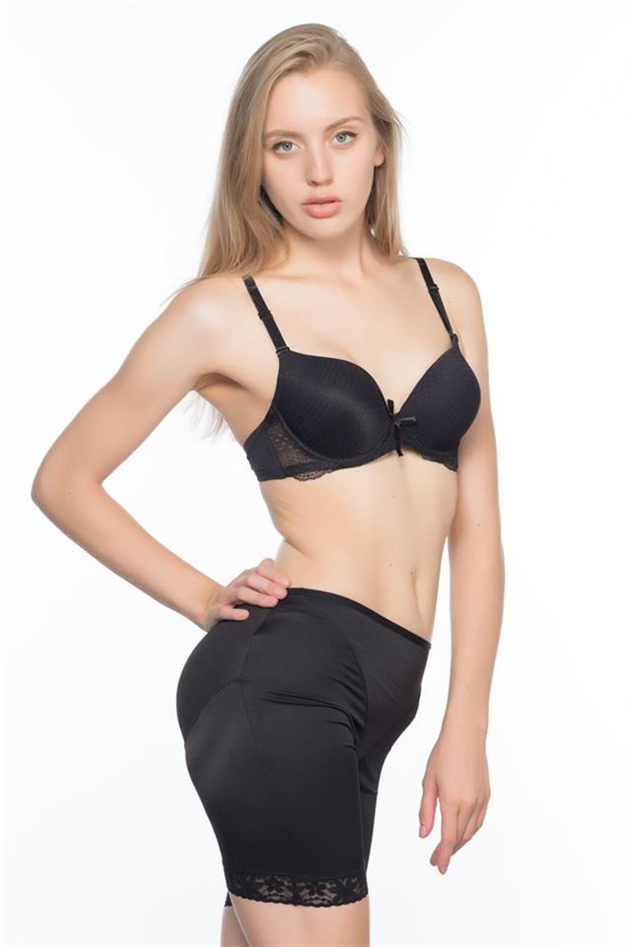 Emay 2002 Siyah Paça Dantelli Pop-Up Slip Külot