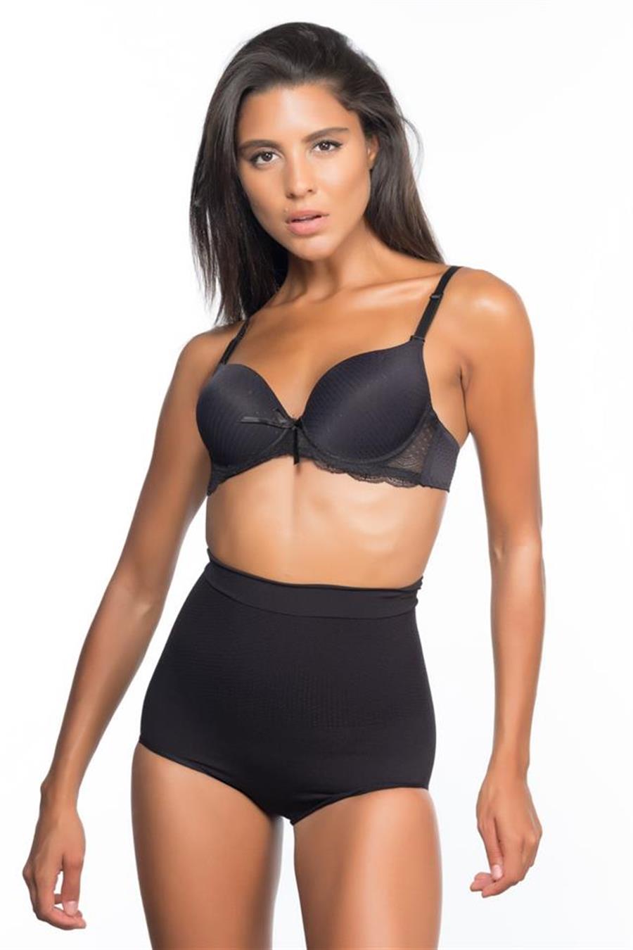 Emay 2057 Siyah Yüksek Bel Masajlı Slip Korse