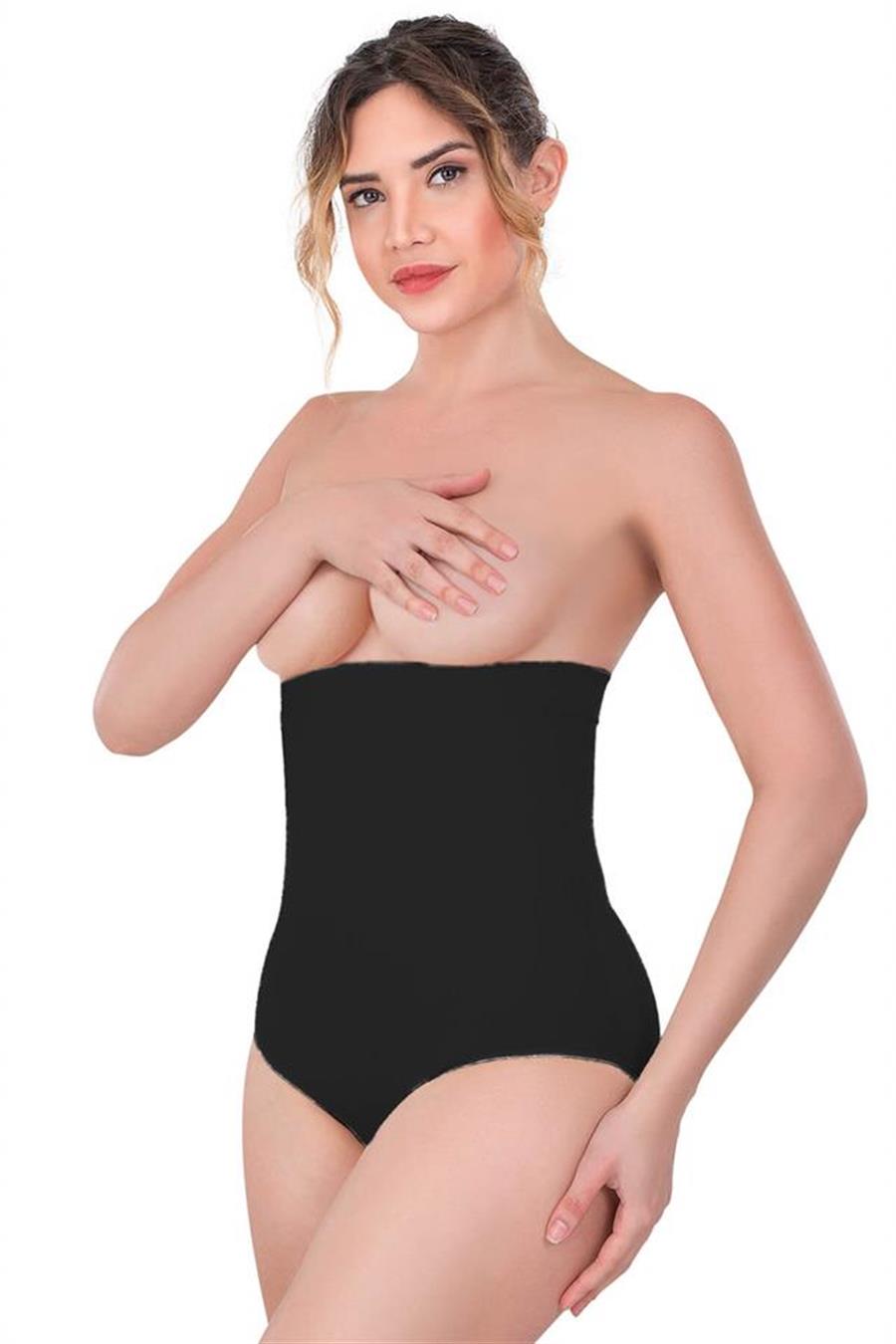 Emay 2080 Siyah Yüksek Bel Çıtçıtlı Slip Korse