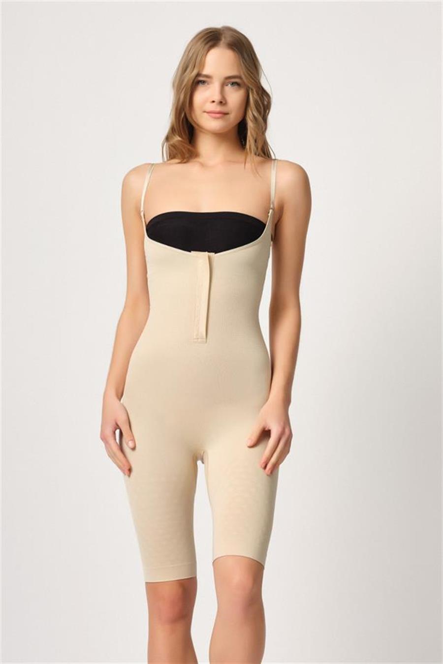 Emay 2093 Ten Ön Agraflı Göğsü Açık Paçalı Boy Korse