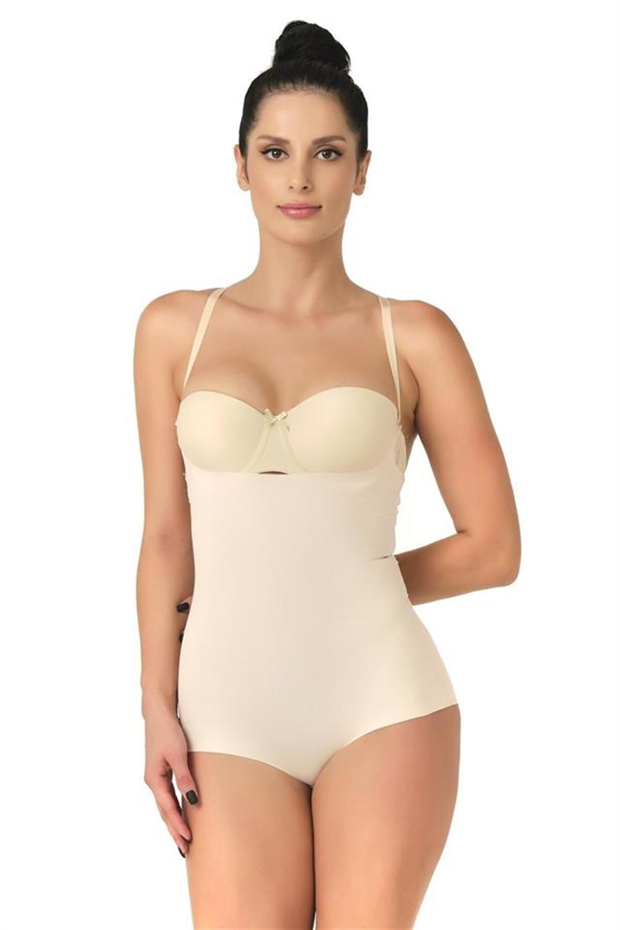 Emay 2723 Ten Lazer Kesim Göğsü Açık Slip Korse