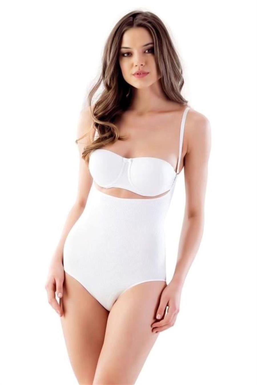 Emay 2811 Beyaz Göğsü Açık Slip Boy Lazer Korse