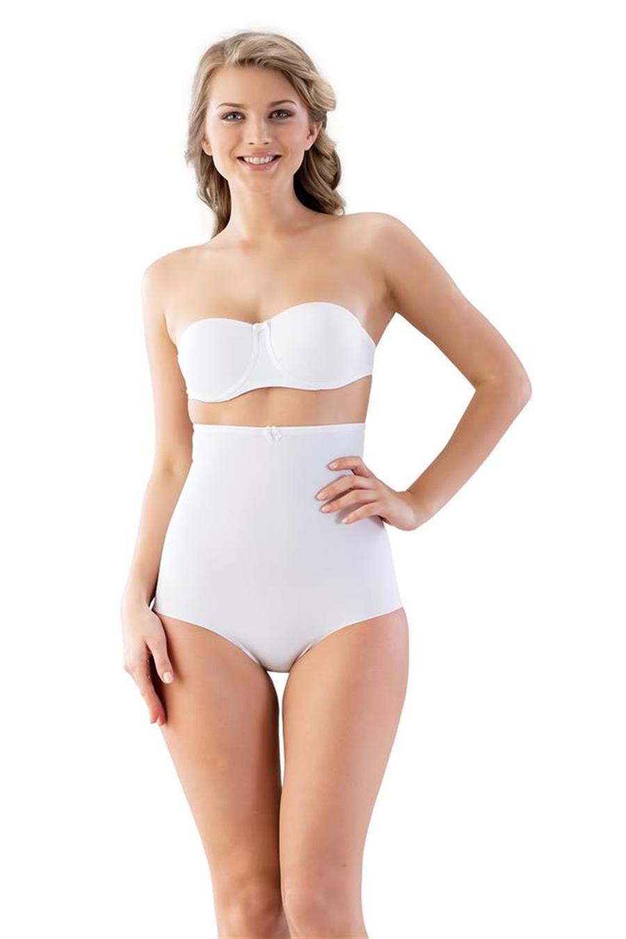 Emay 2813 Beyaz Yüksek Bel Slip Lazer Korse