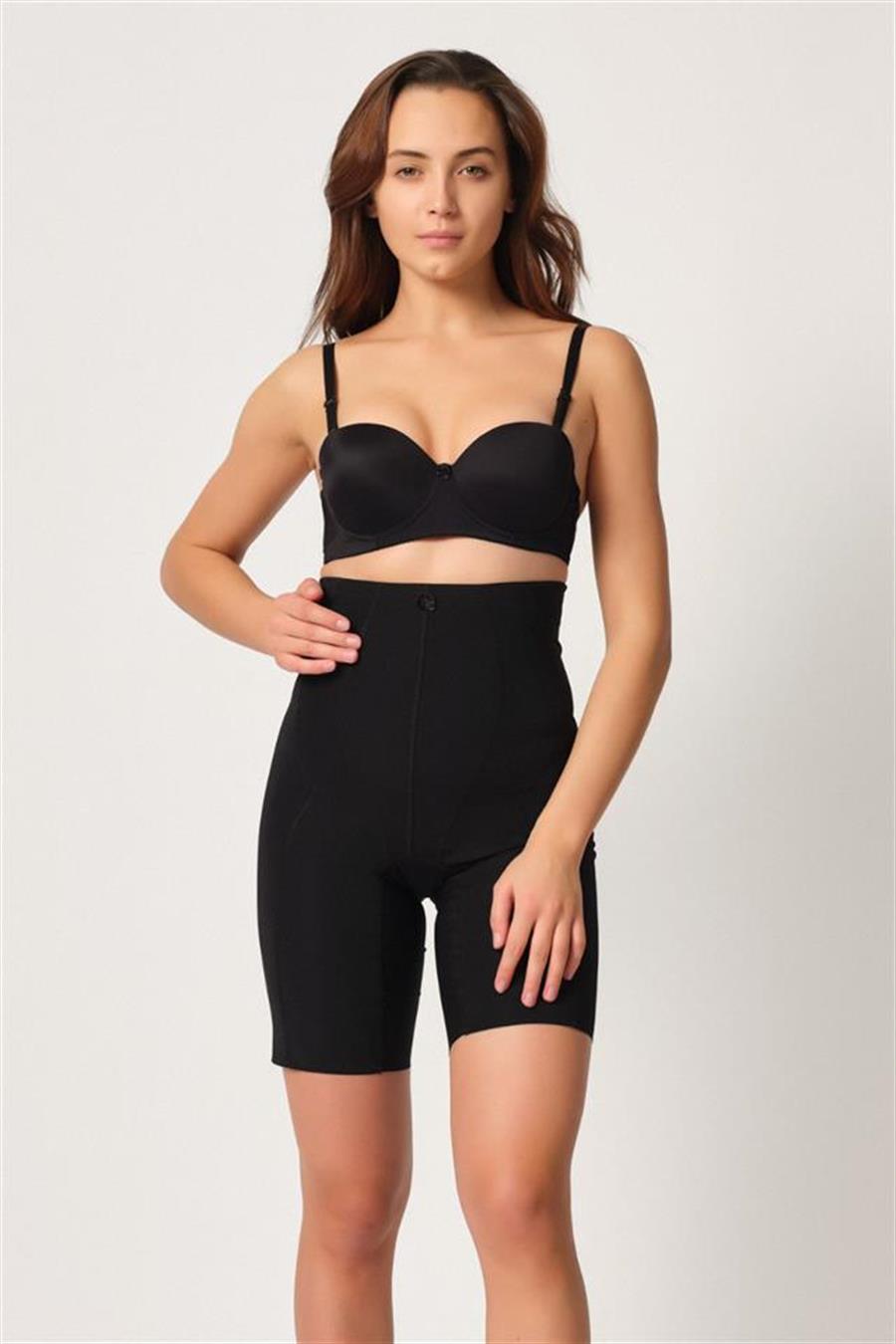 Emay 2814 Siyah Double Yüksek Bel Boxer Lazer Korse